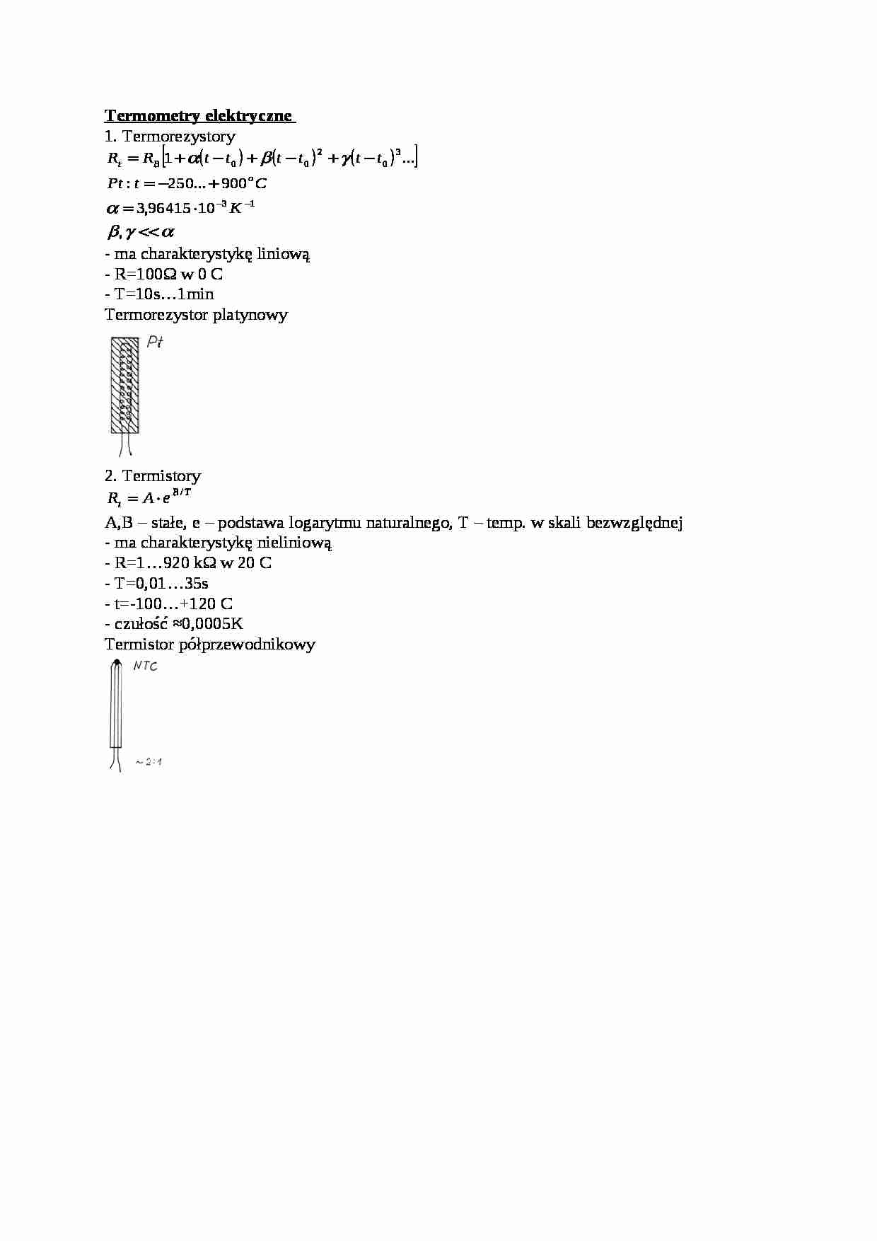 Termometry elektryczne- opracowanie - strona 1