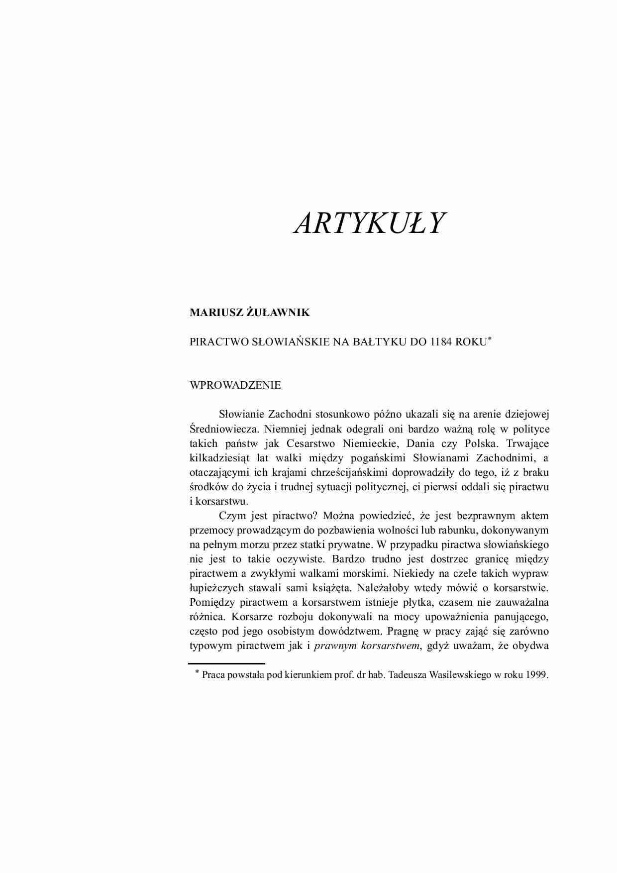 Piractwo słowiańskie na Baltyku do 1184 roku - wykład - strona 1