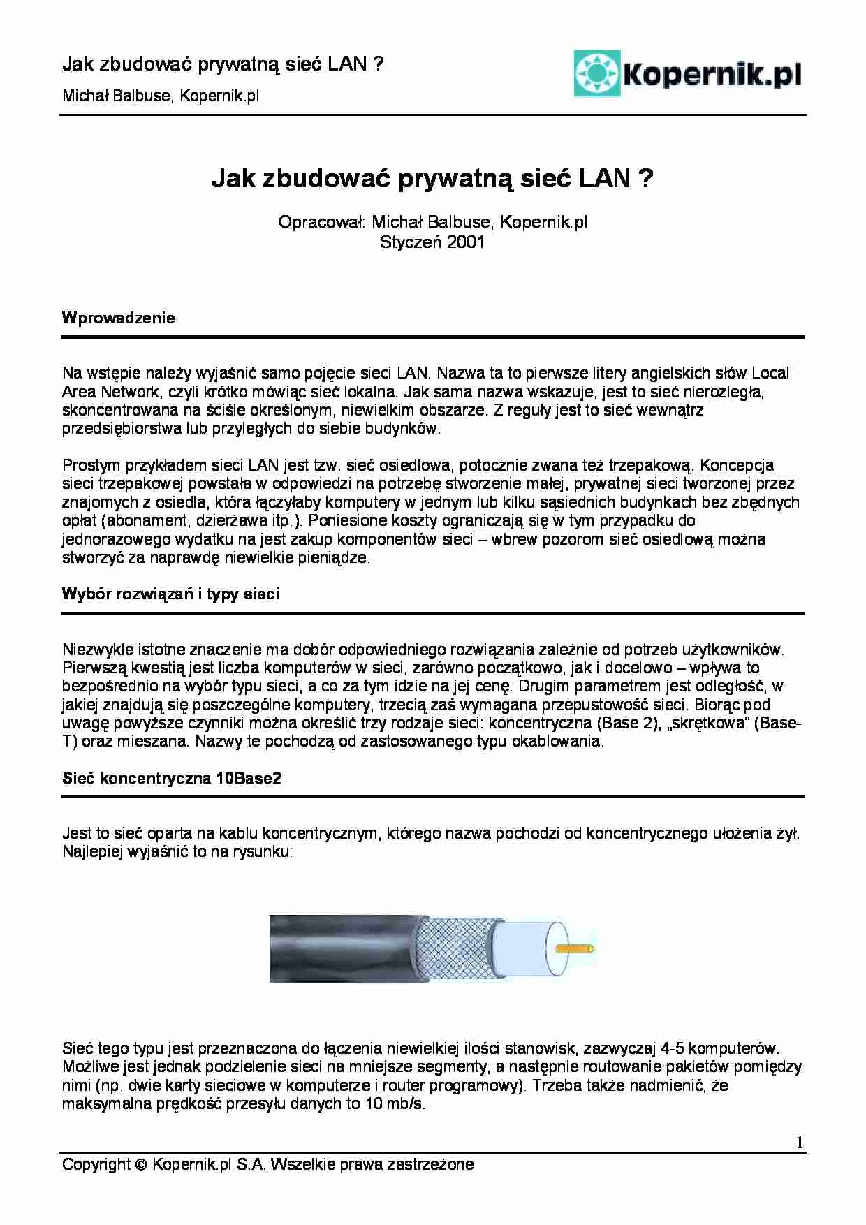 Prywatna sieć LAN - wykład - strona 1