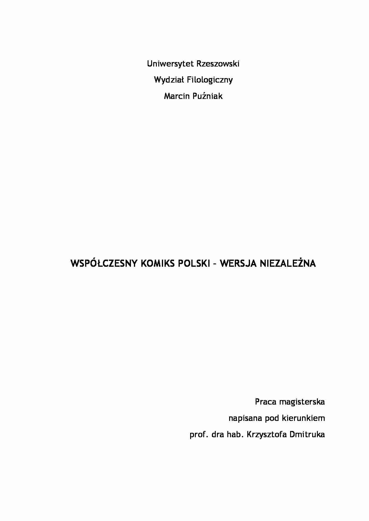 Puźniak Marcin - Współczesny komiks polski - opracowanie - strona 1