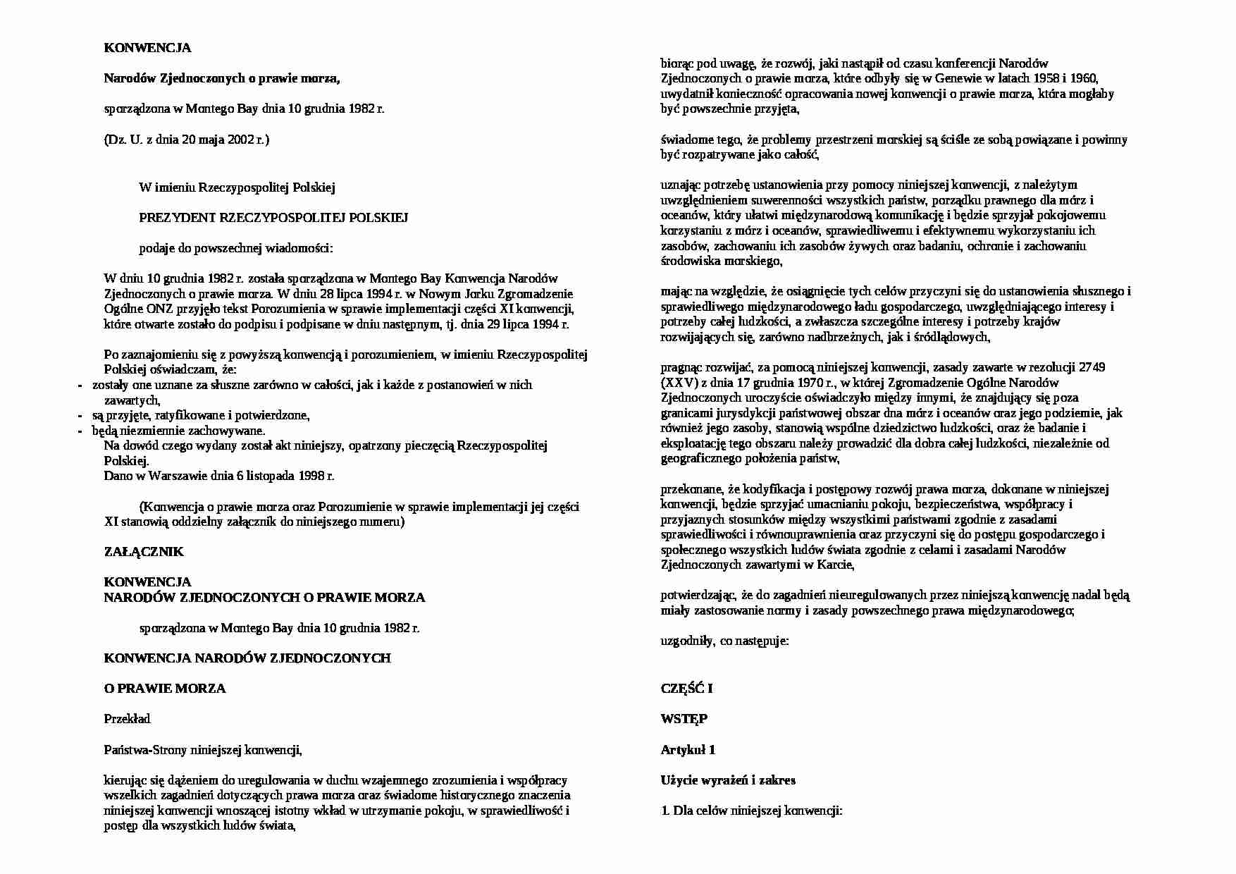 Konwencja o prawie morza - wykład - strona 1