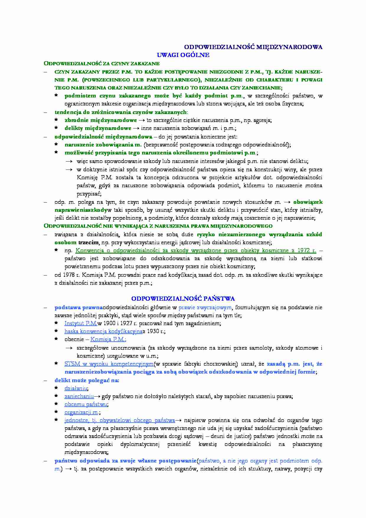 Odpowiedzialność międzynarodowa - wykład - strona 1