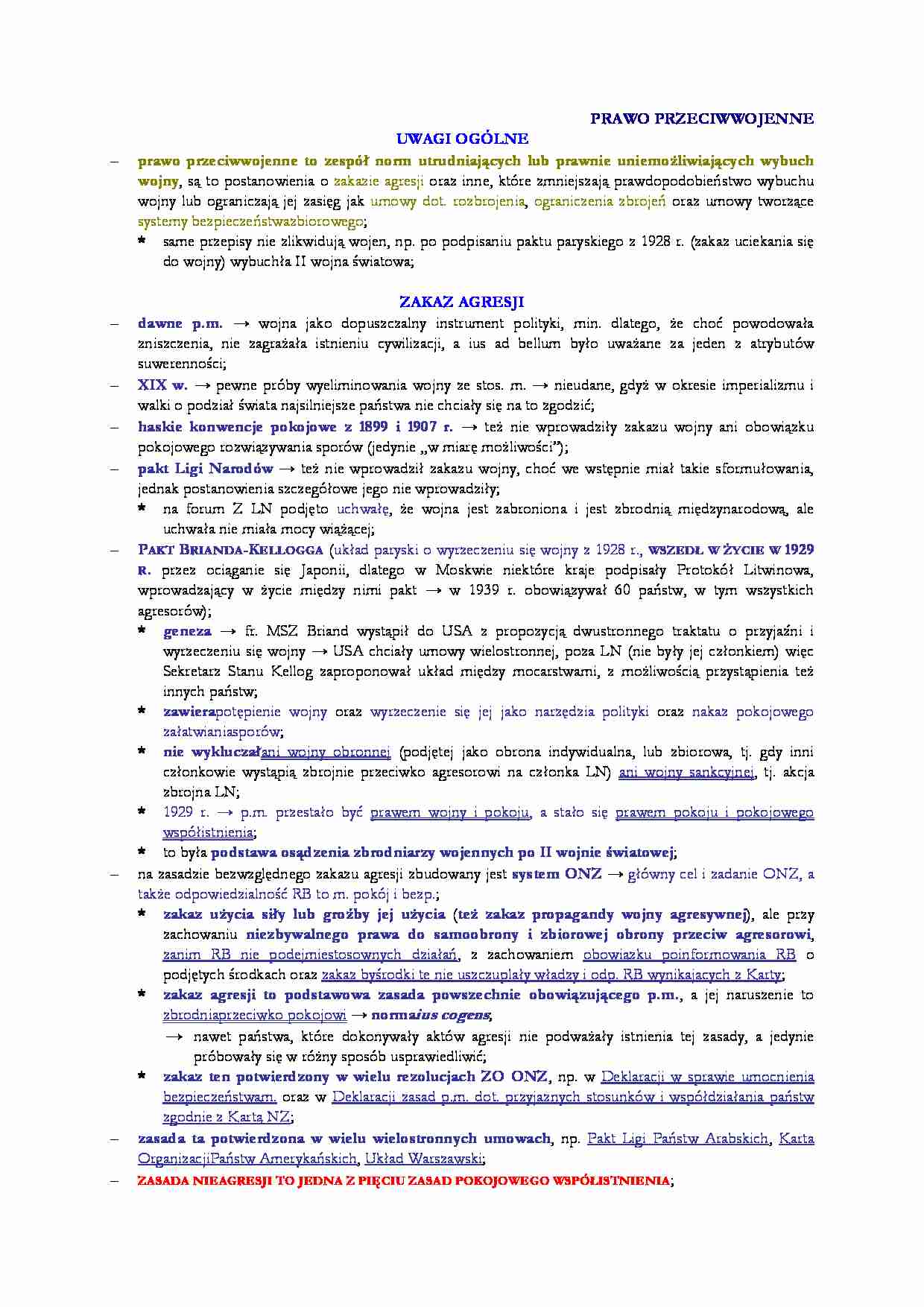 Prawo przeciwwojenne - wykład - strona 1