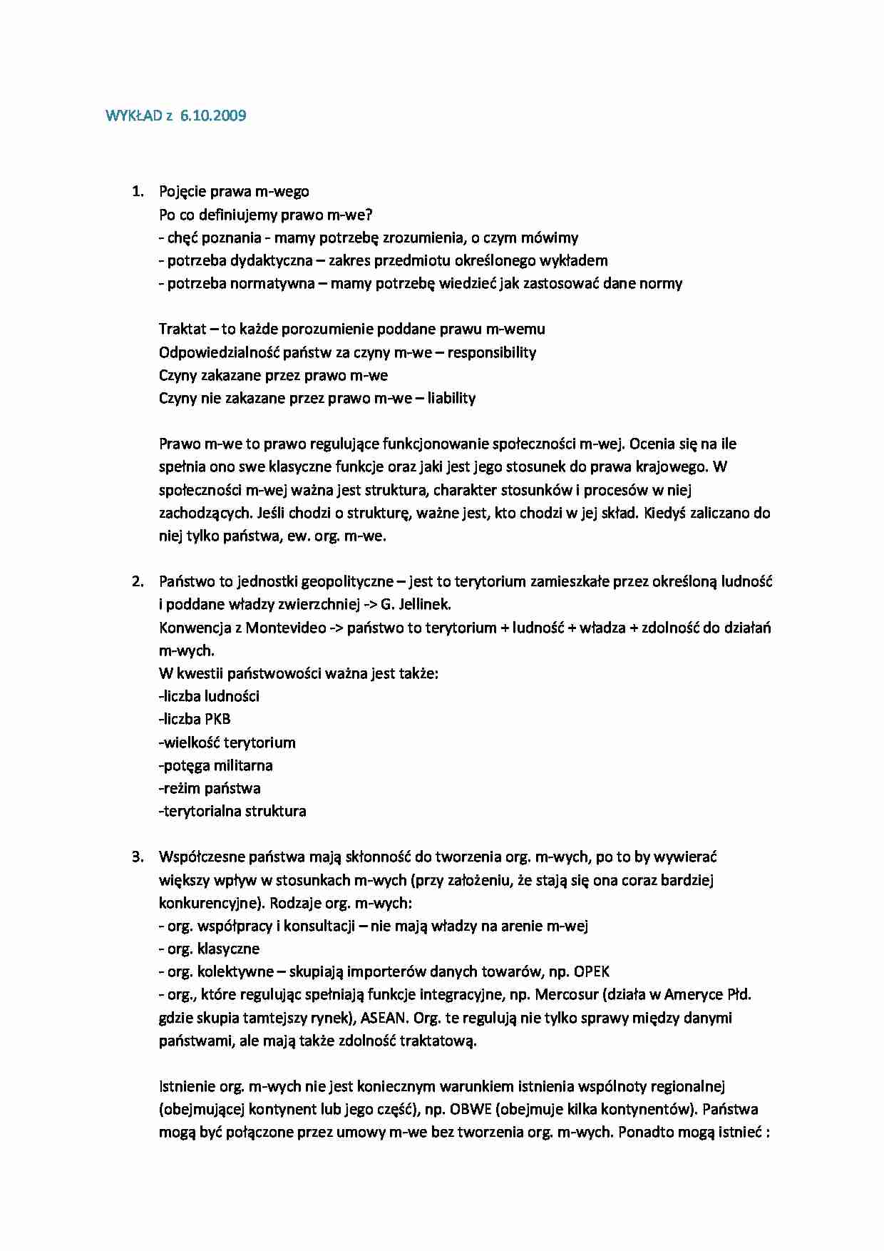 Pojęcie prawa międzynarodowego - wykład - strona 1