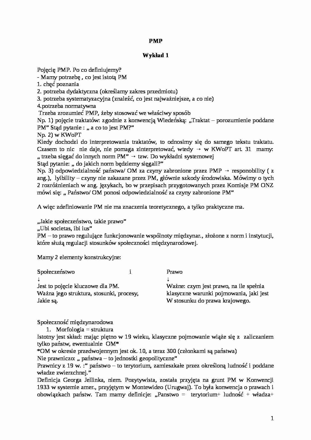 Prawo międzynarodowe publiczne - wykład - strona 1