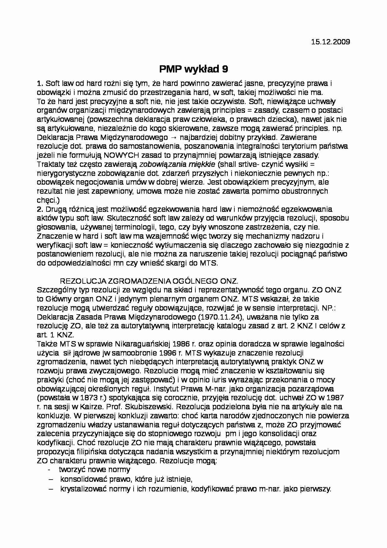 Soft law - wykład - Zgromadzenie Ogólne ONZ - strona 1
