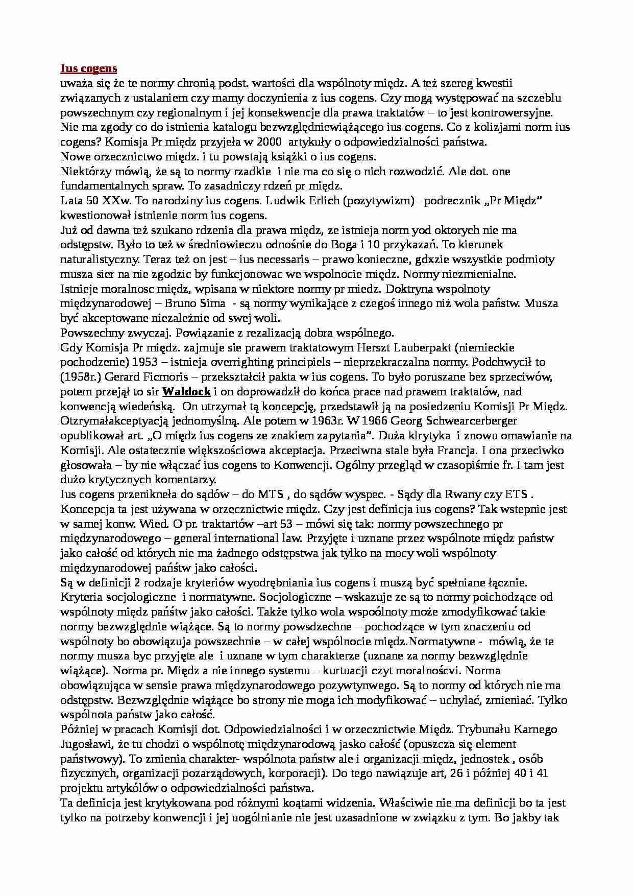 Ius cogens - wykład - Waldock - strona 1