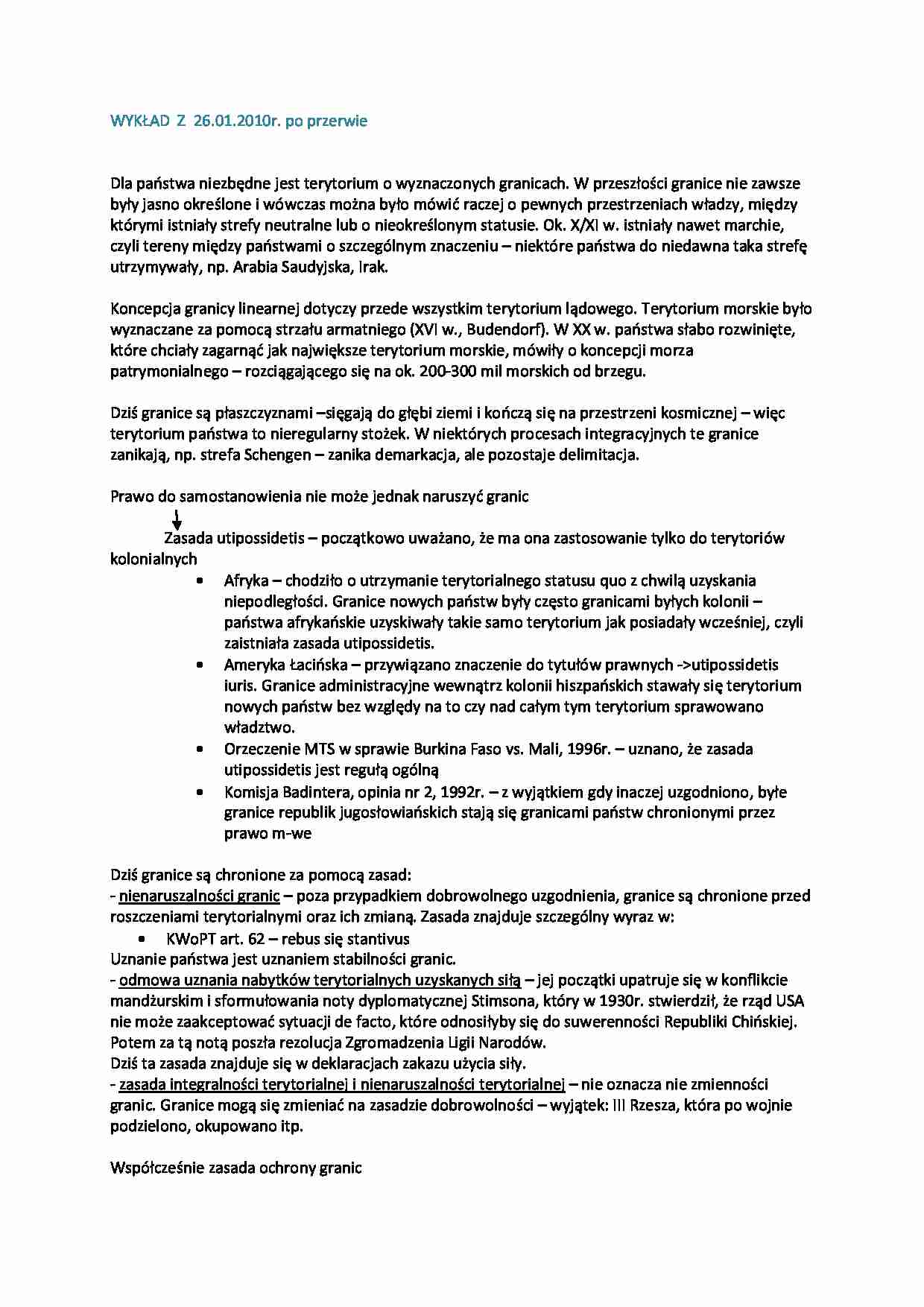 Prawo międzynarodowe publiczne - wykład - Uti possidetis - strona 1