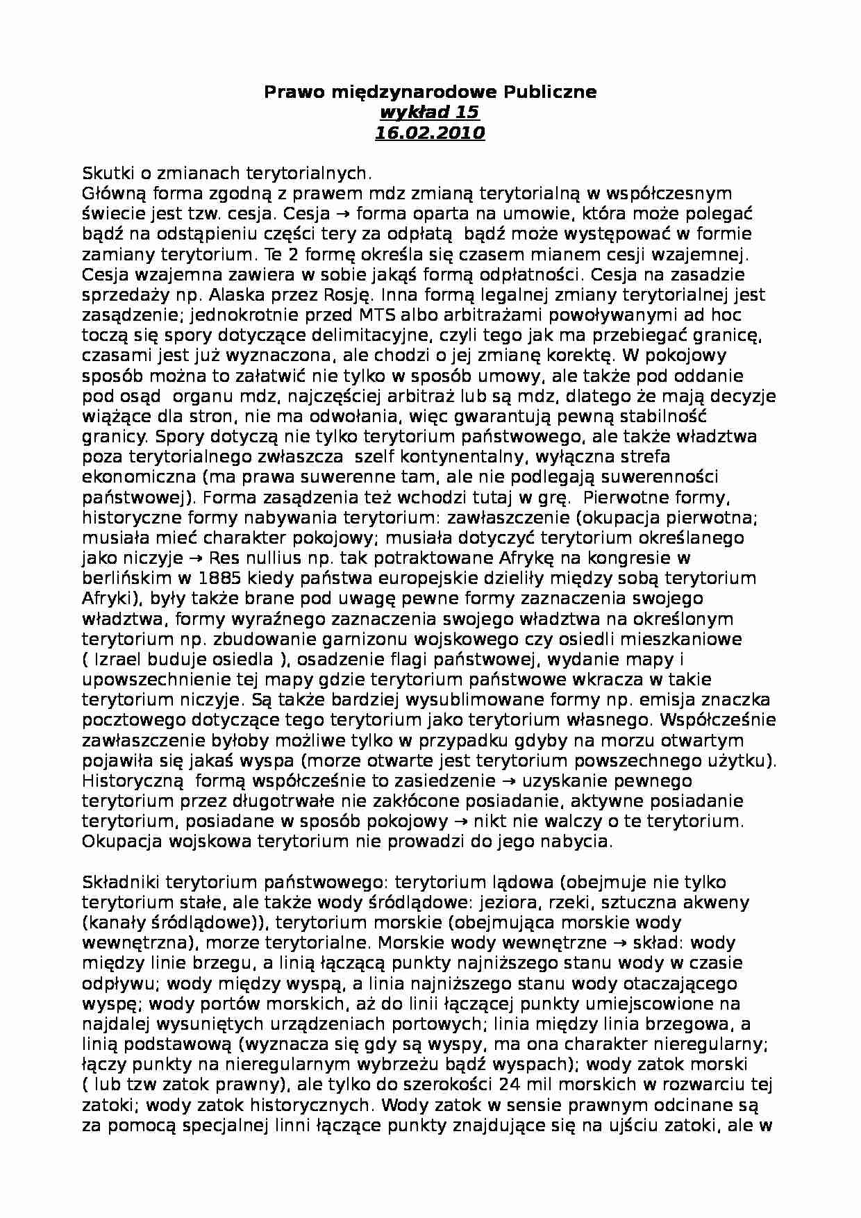 Skutki o zmianach terytorialnych - wykład - strona 1