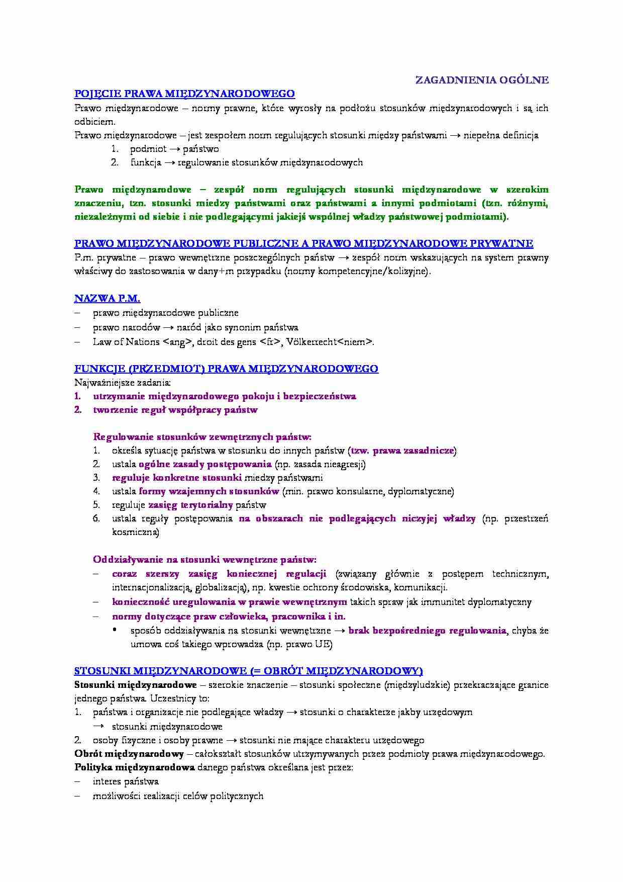 zagadnienia ogólne z prawa międzynarodowego publicznego - wykład - strona 1