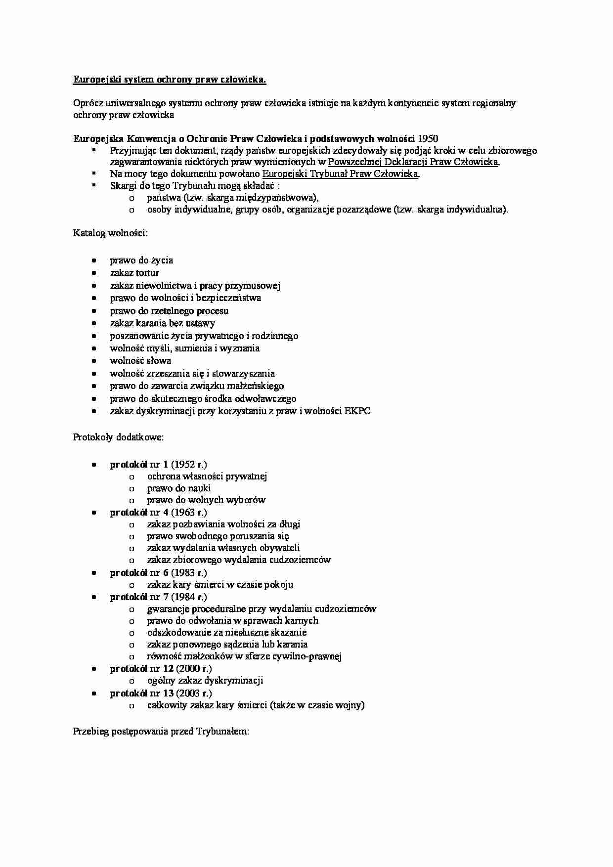 Wykład - Europejski system ochrony praw człowieka - strona 1