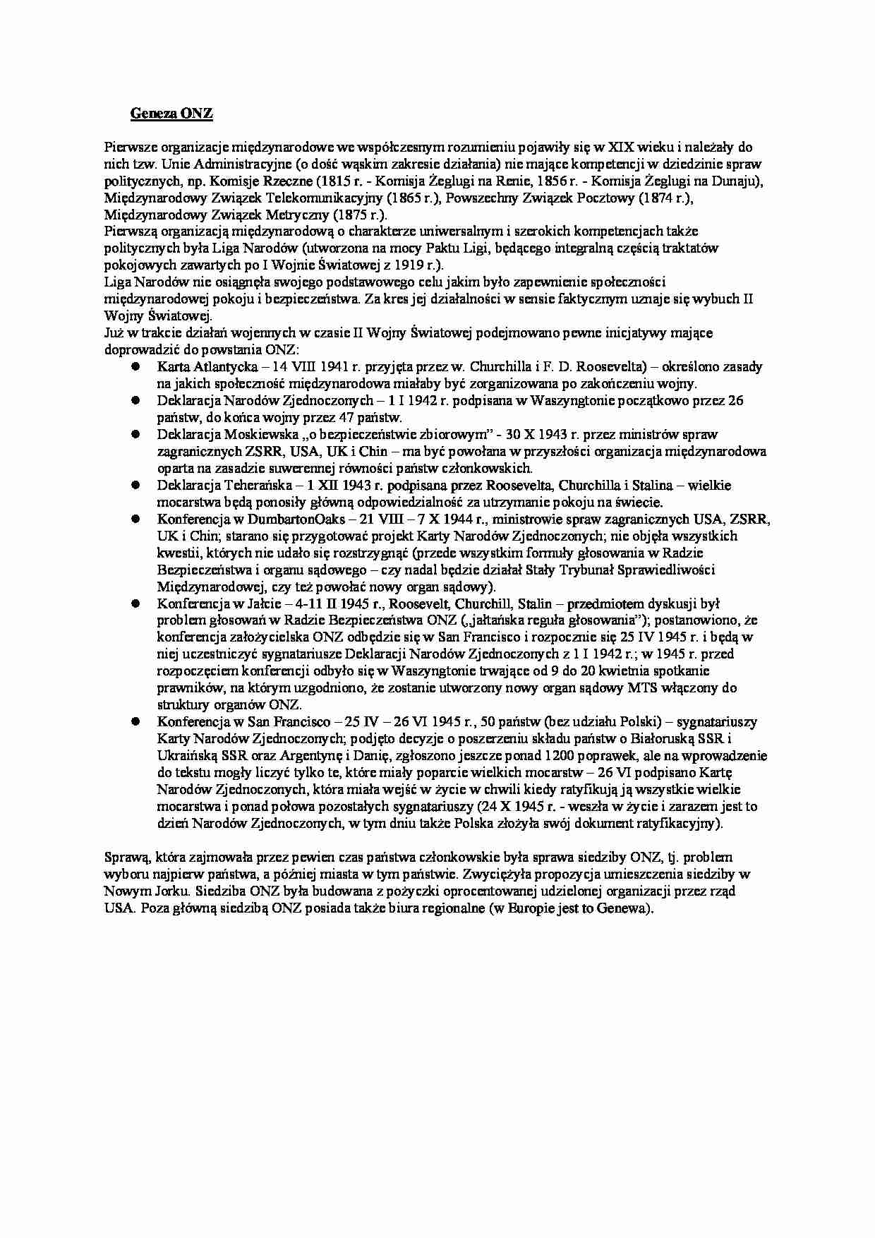 wykład - Geneza ONZ - strona 1