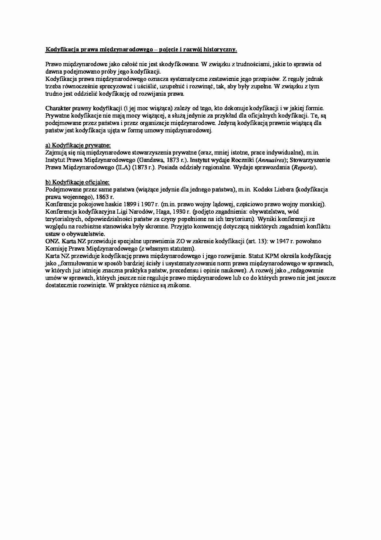 Kodyfikacja prawa międzynarodowego - wykład - strona 1