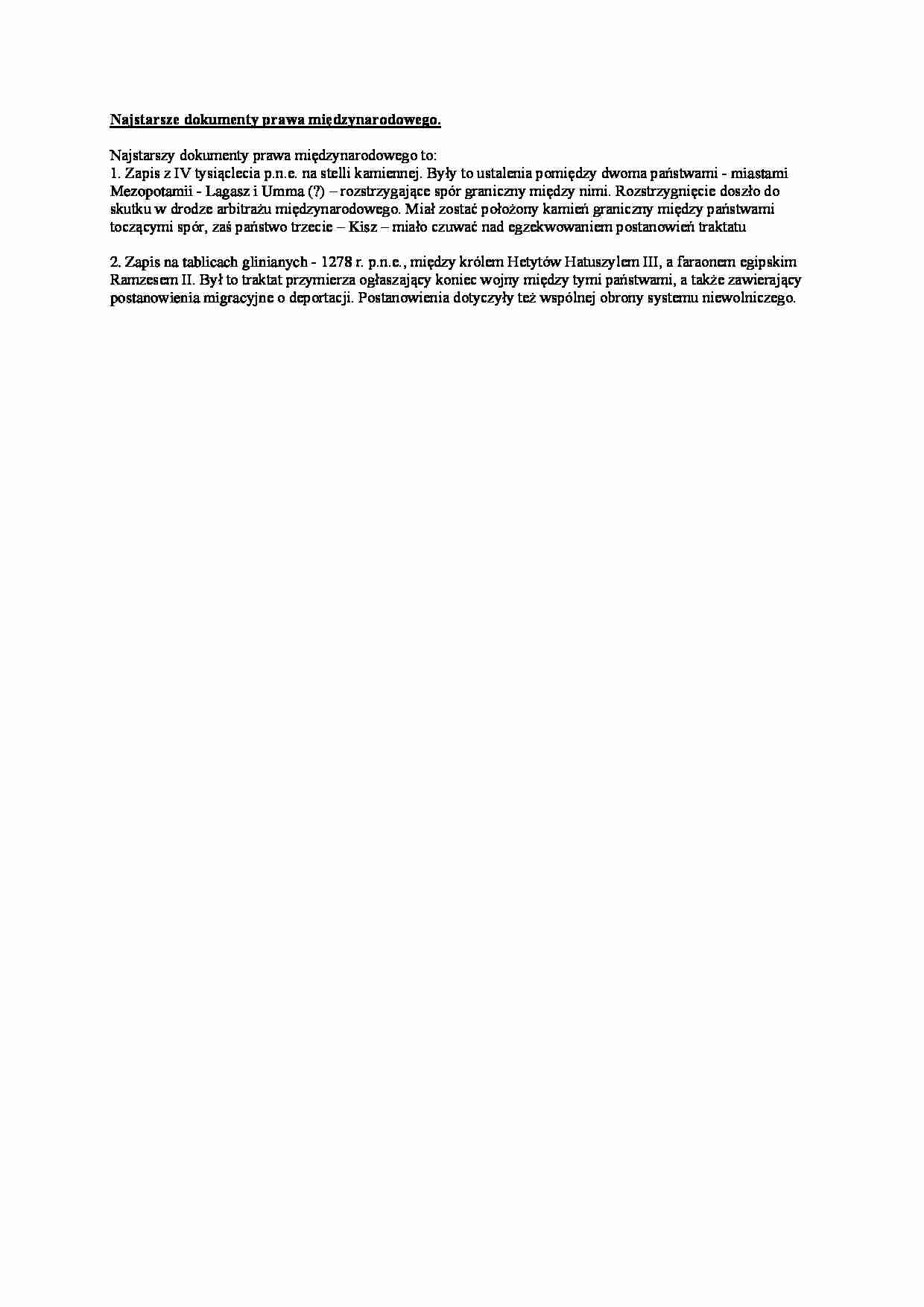 Wykład - Najstarsze dokumenty prawa międzynarodowego - strona 1