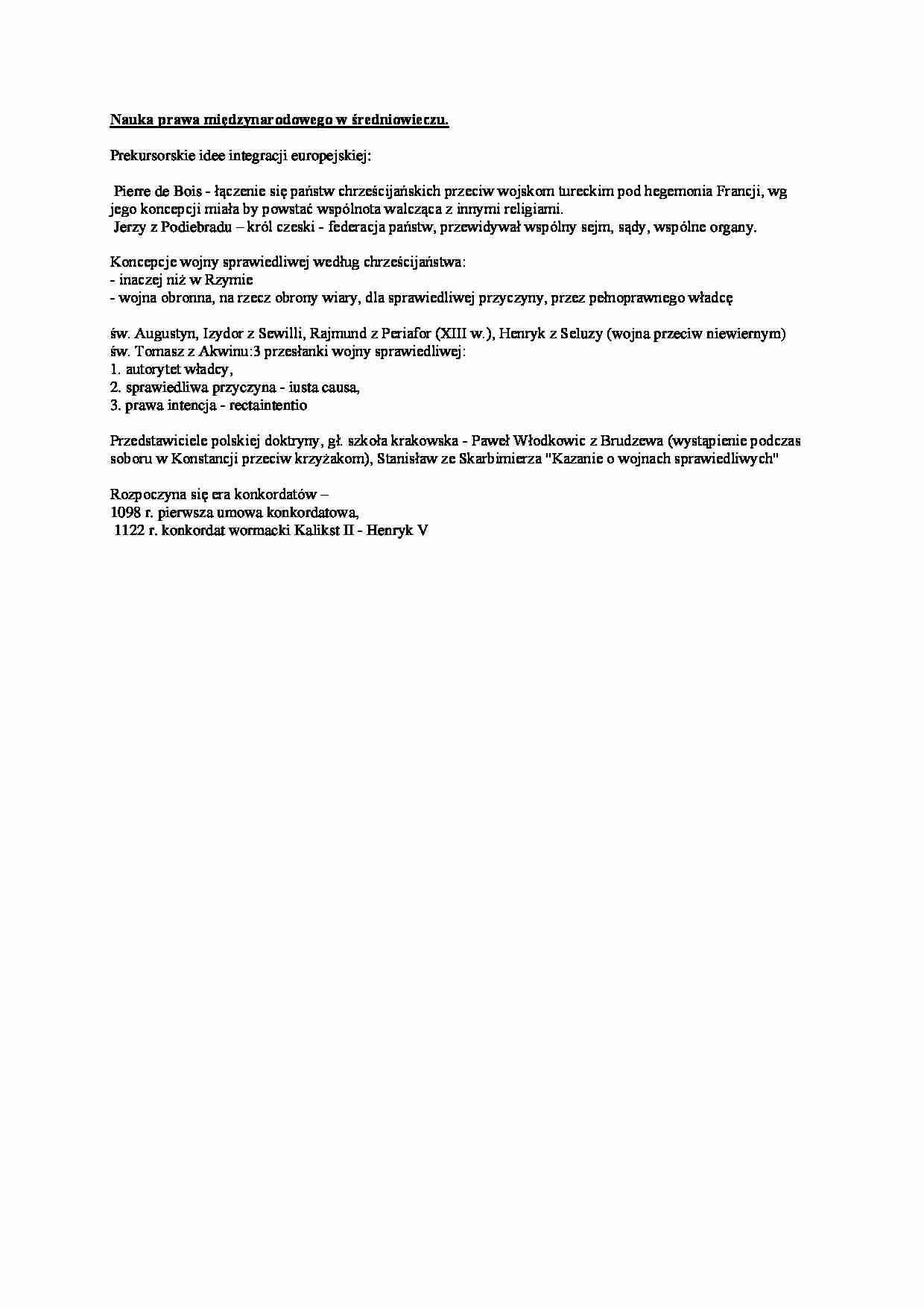 Wykład - Nauka prawa międzynarodowego w średniowieczu - strona 1