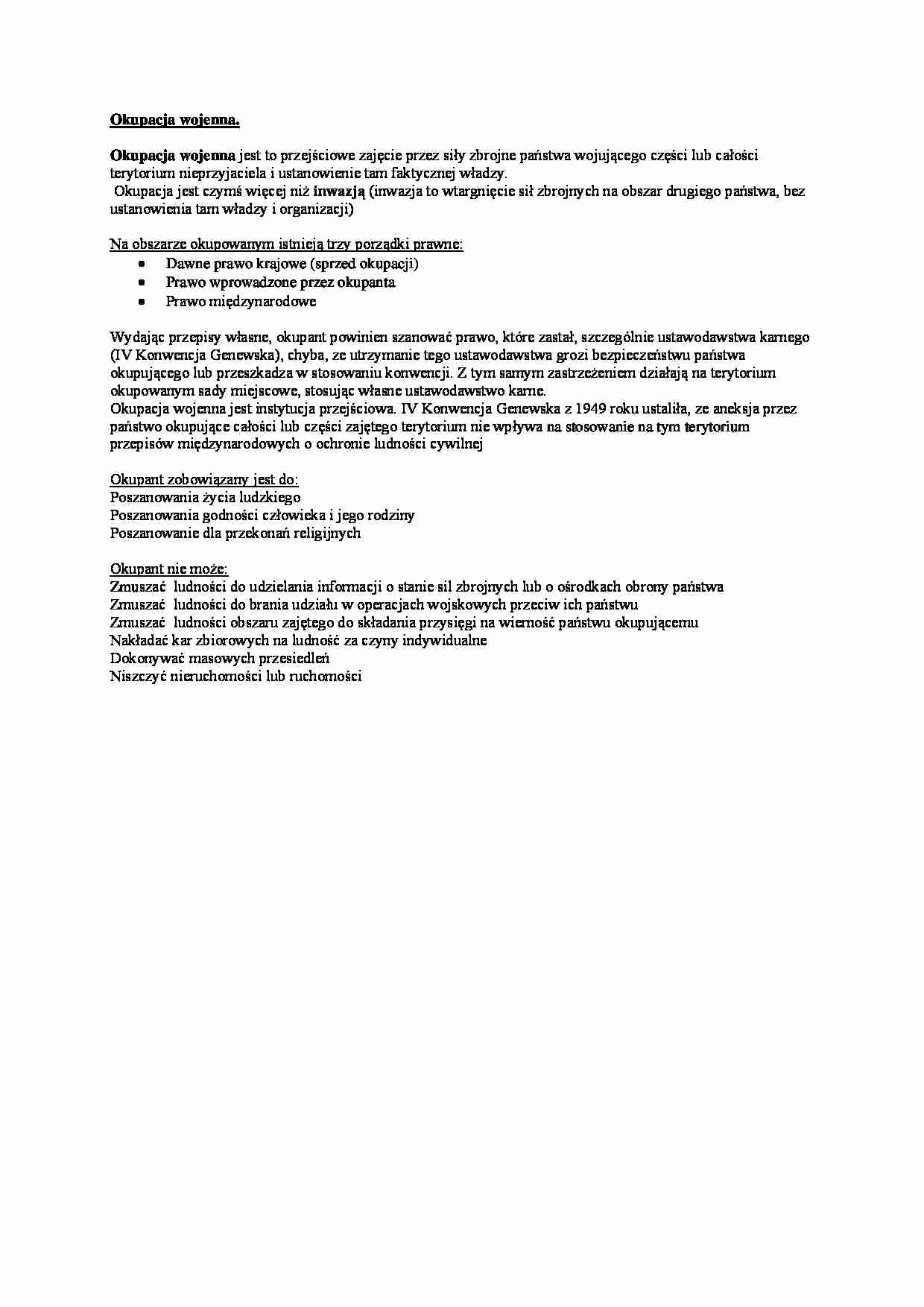 Wykład - Okupacja wojenna - strona 1