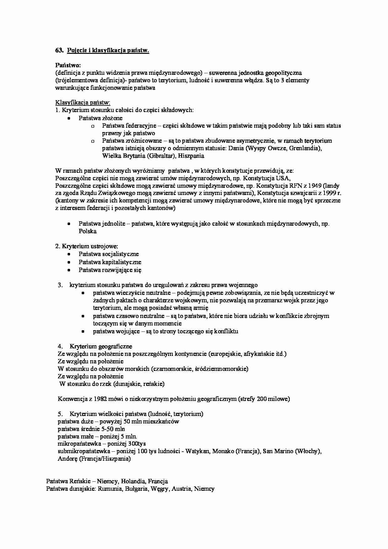 Wykład - Pojęcie i klasyfikacja państw - strona 1