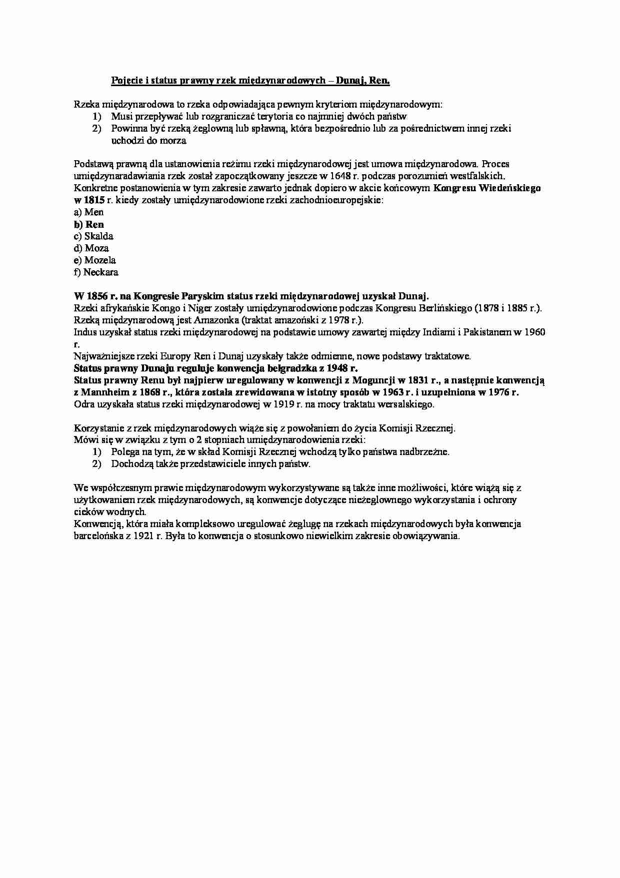 Wykład - Pojęcie i status prawny rzek międzynarodowych - strona 1