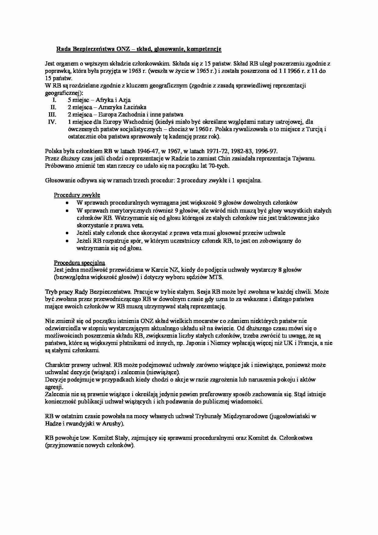 Wykład - Rada Bezpieczeństwa ONZ - strona 1