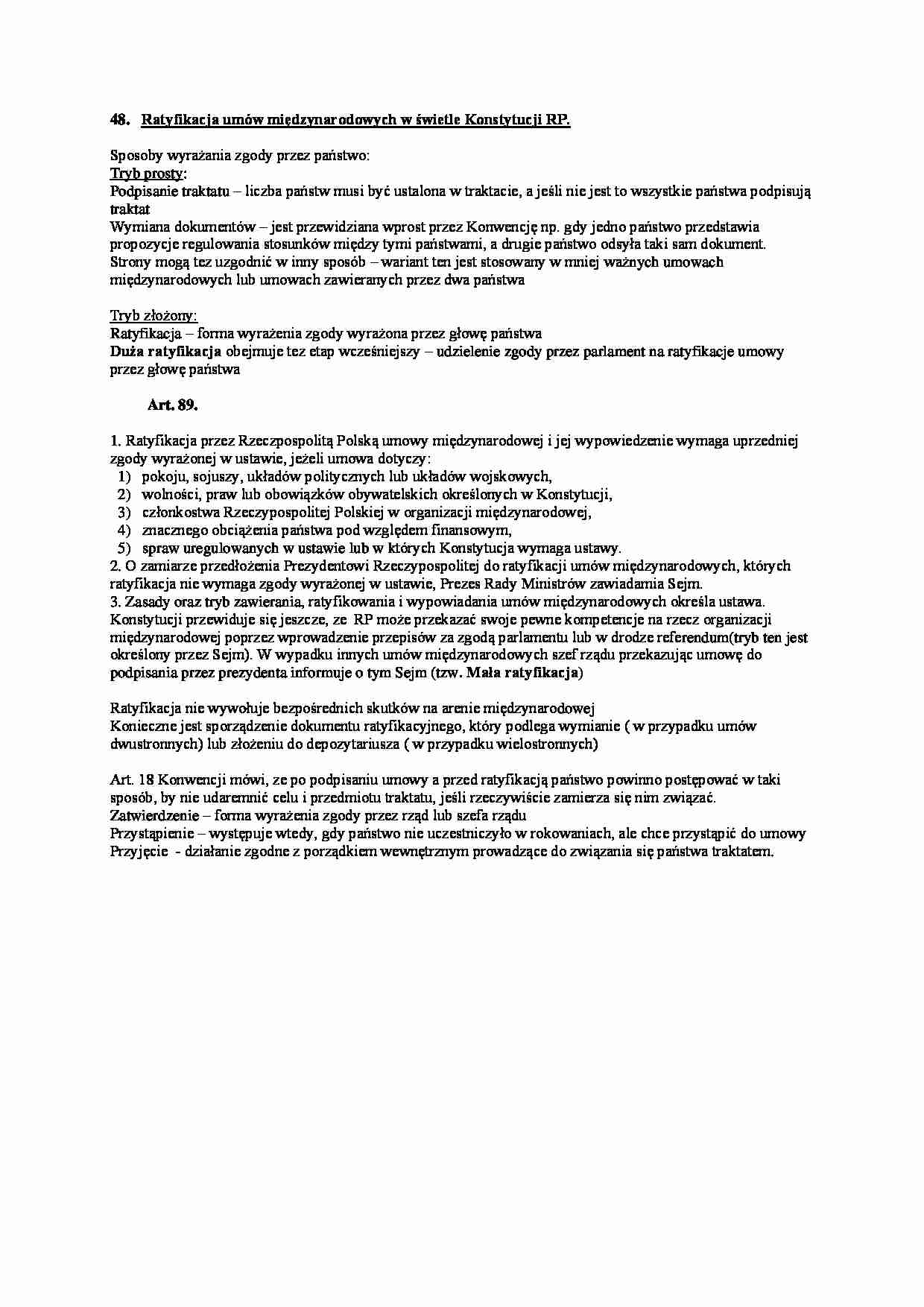 Wykład - Ratyfikacja umów międzynarodowych  - strona 1