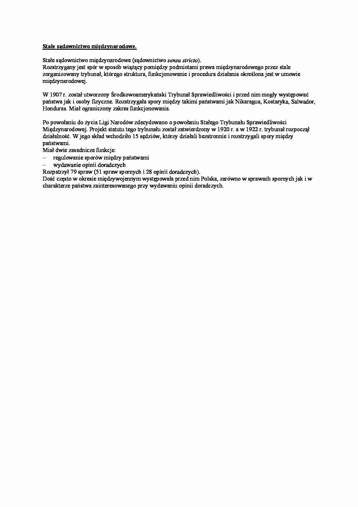Wykład - Stałe sądownictwo międzynarodowe - strona 1