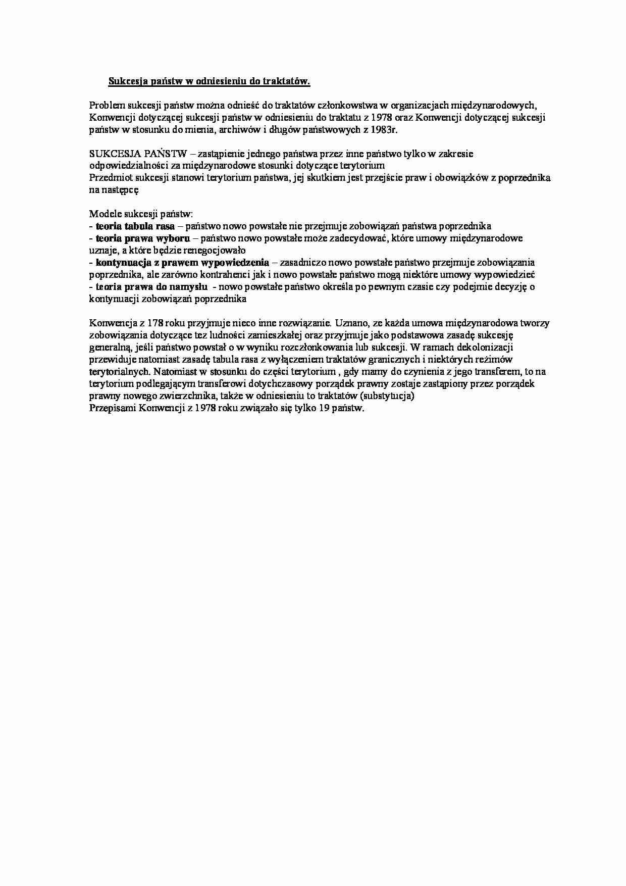 Wykład - Sukcesja państw w odniesieniu do traktatów - strona 1