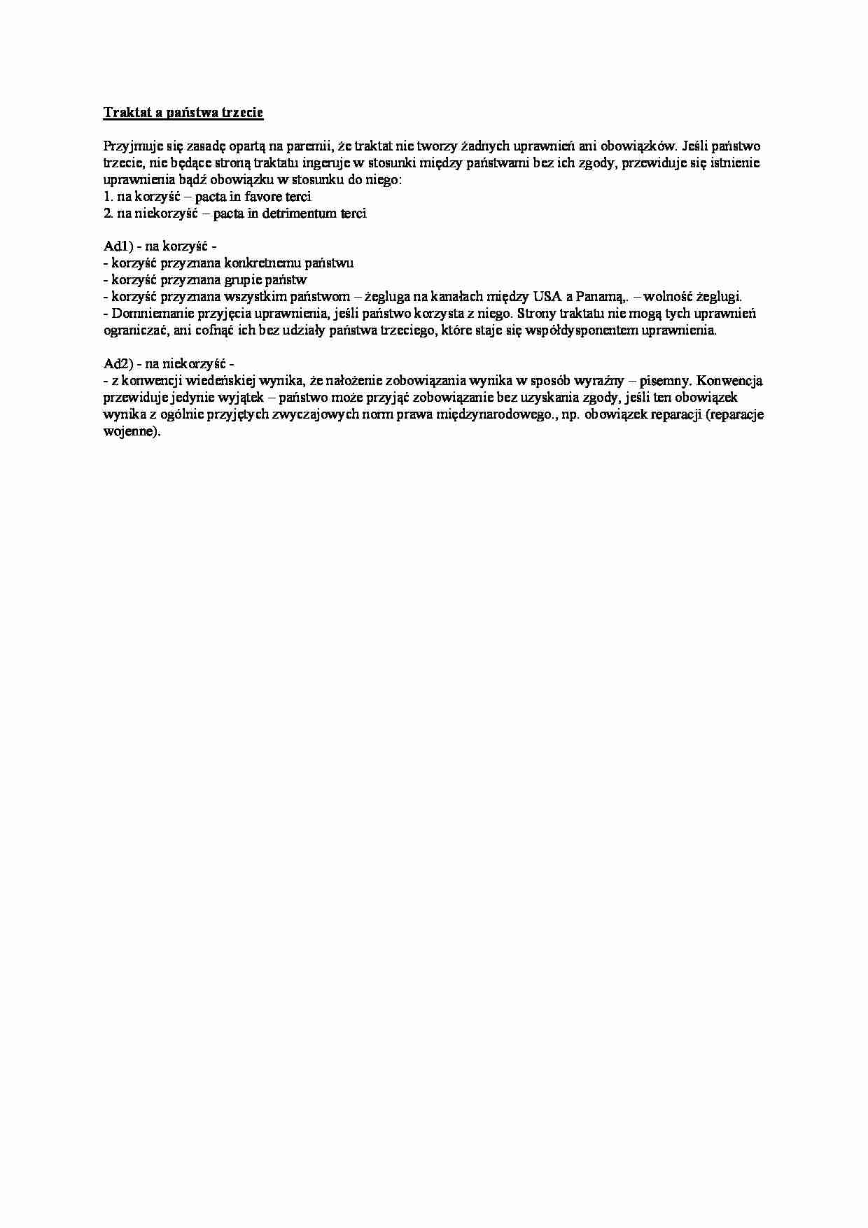 Wykład - Traktat a państwa trzecie - strona 1