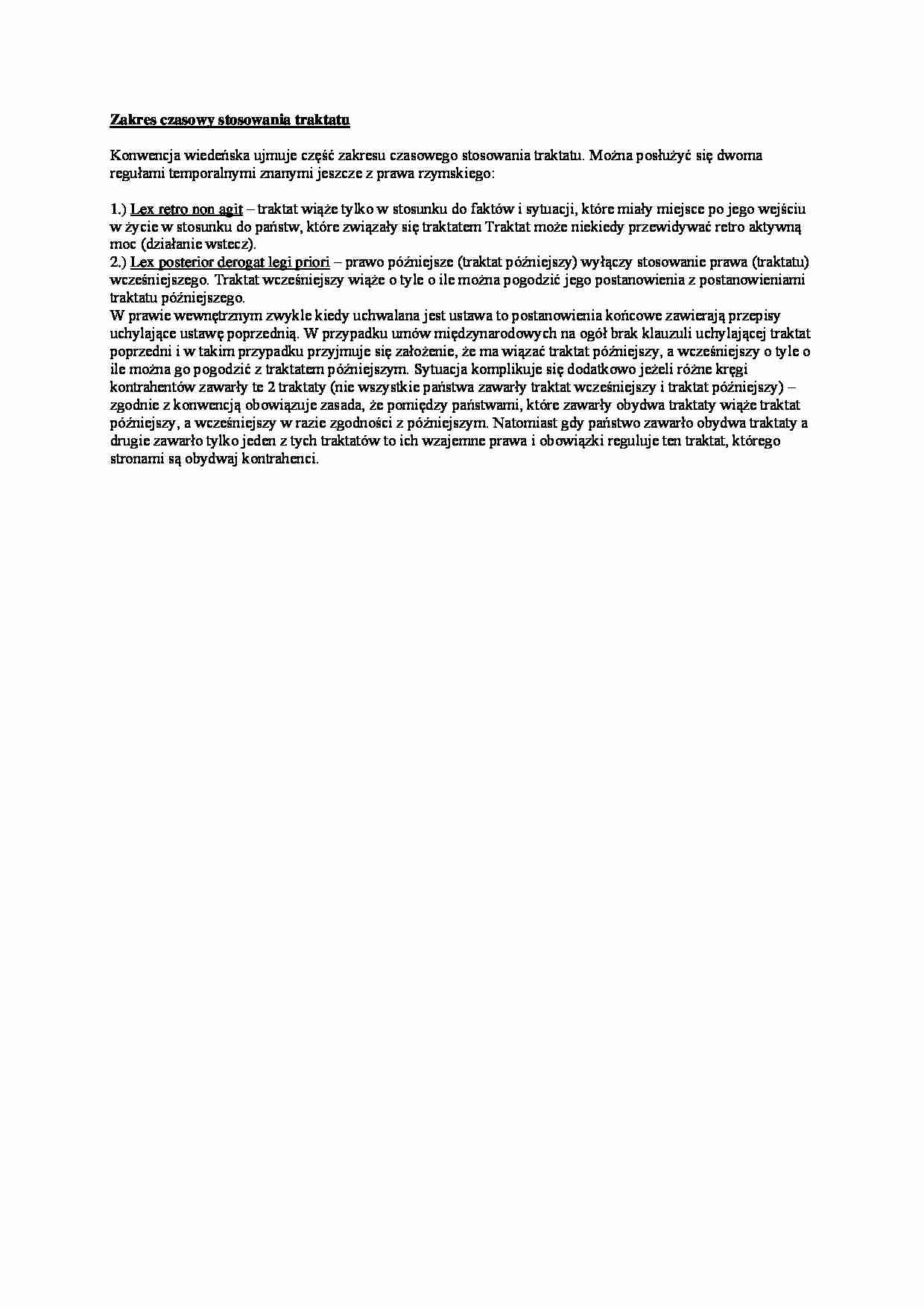 Wykład - Zakres czasowy stosowania traktatu - strona 1