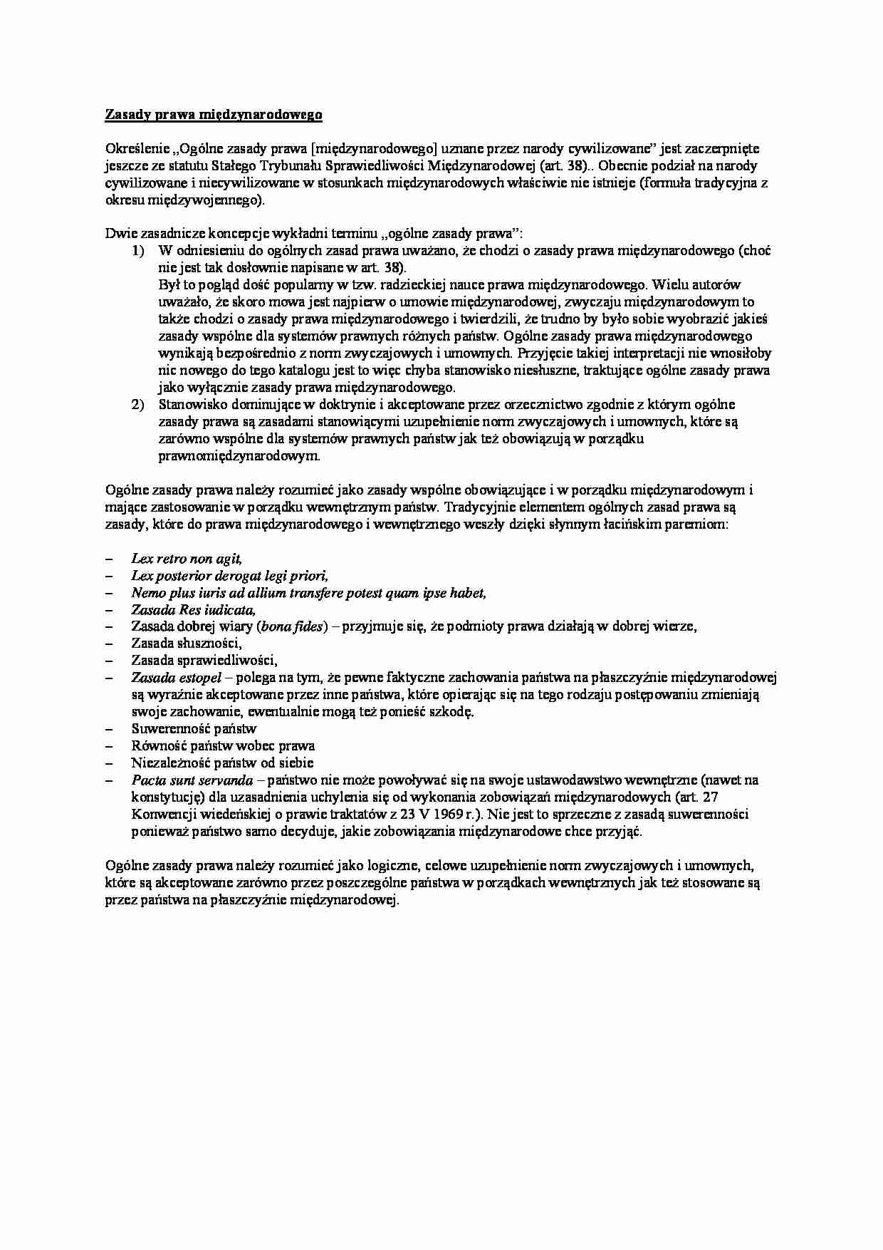 wykład - Zasady prawa międzynarodowego - strona 1
