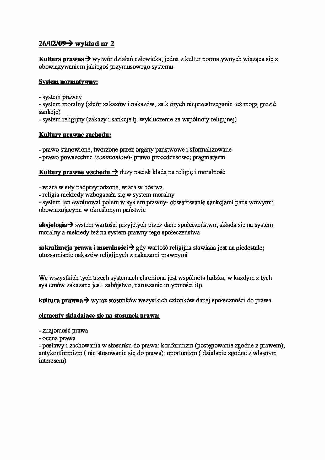 Kultura prawna - wykład - strona 1