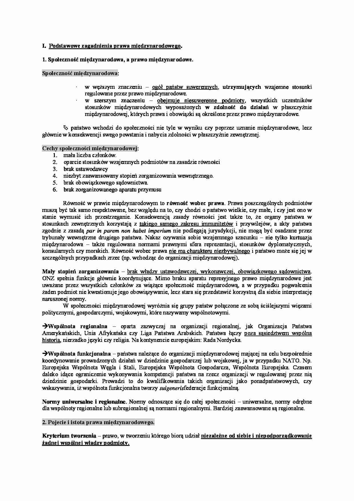 Podstawowe zagadnienia prawa międzynarodowego - wykład - strona 1