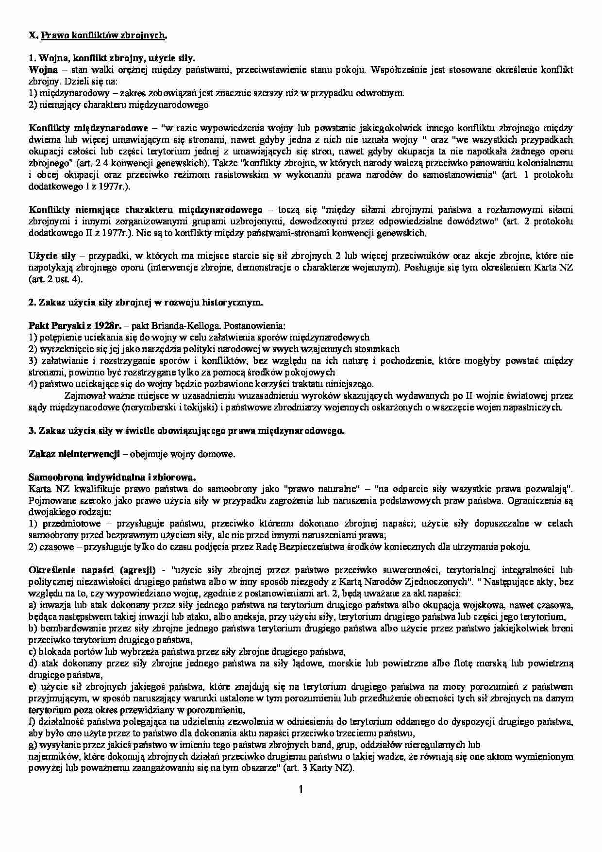 Prawo konfliktów zbrojnych - wykład - wojna - strona 1
