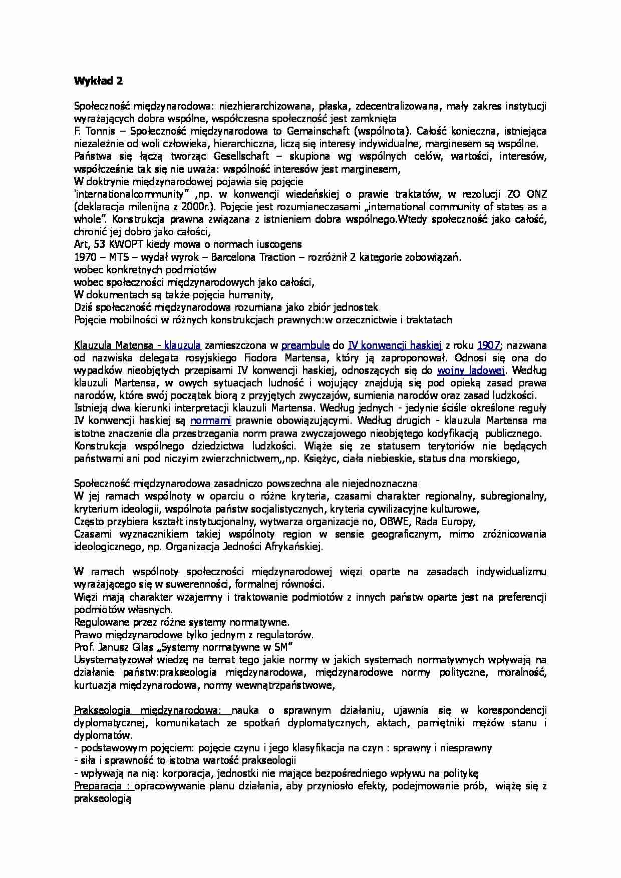 Społeczność międzynarodowa - wykład - Klauzula Matensa  - strona 1