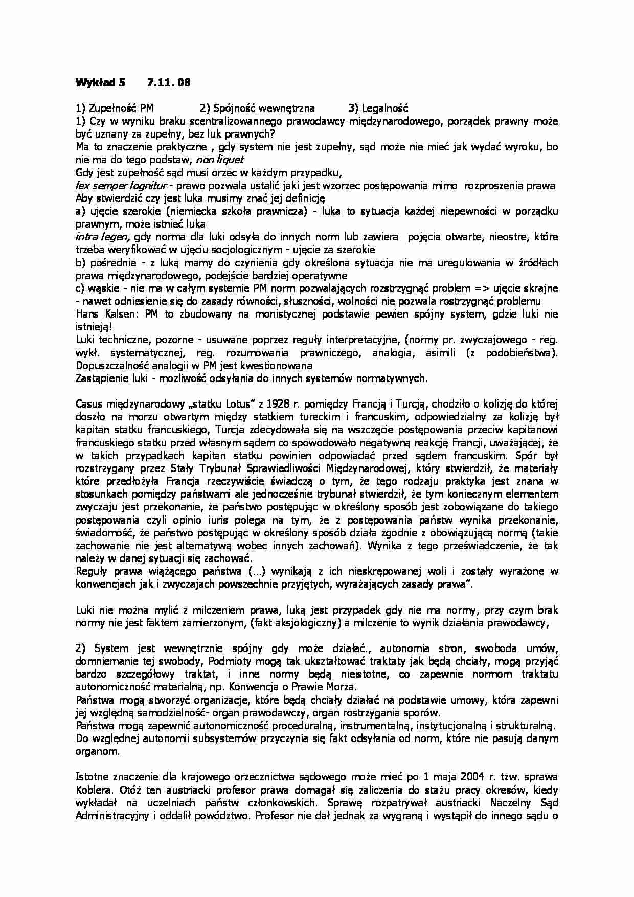Prawo międzynarodowe publiczne - wykład - Spójność wewnętrzna - strona 1