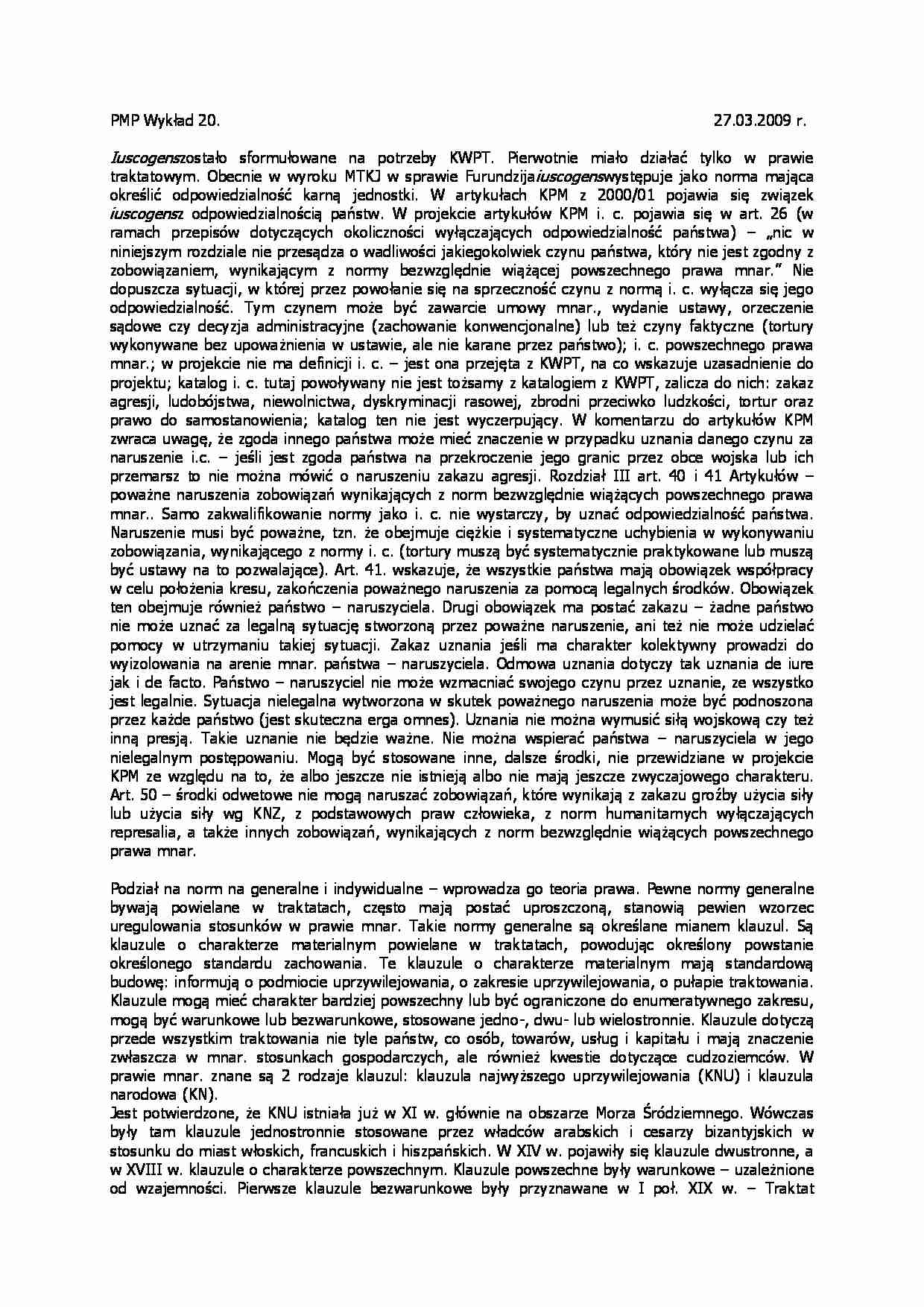 Ius cogens - wykład - KNU - strona 1