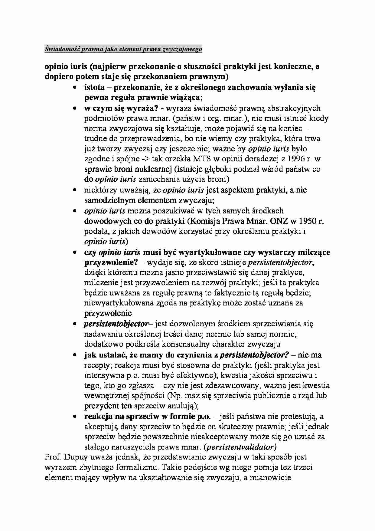 Wykład - świadomość prawna jako element prawa zwyczajowego - strona 1