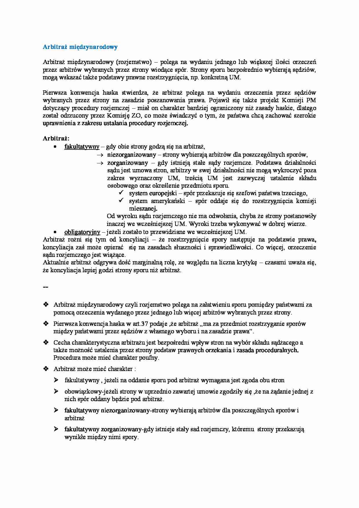 Wykład -Arbitraż międzynarodowy - strona 1