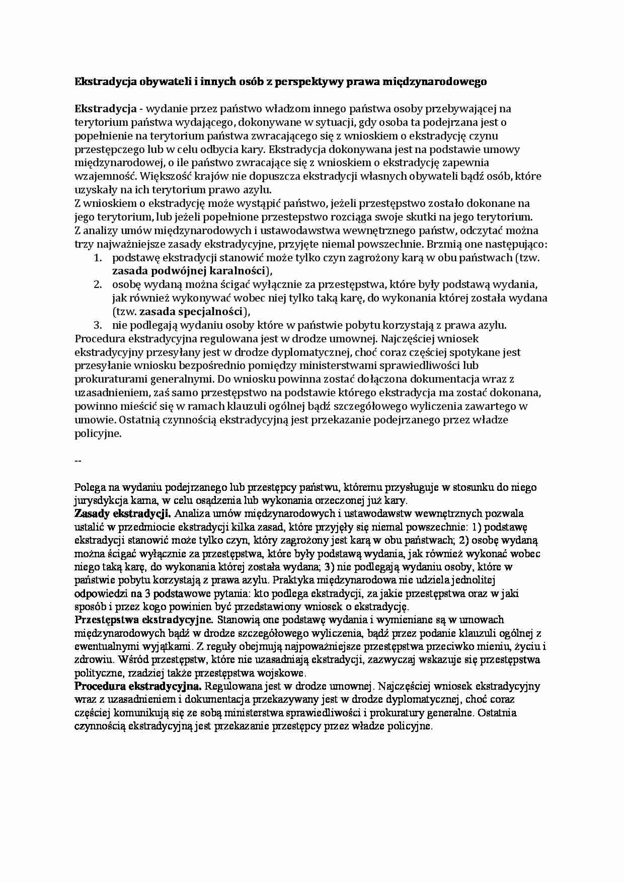 Wykład - Ekstradycja obywateli i innych osób - strona 1