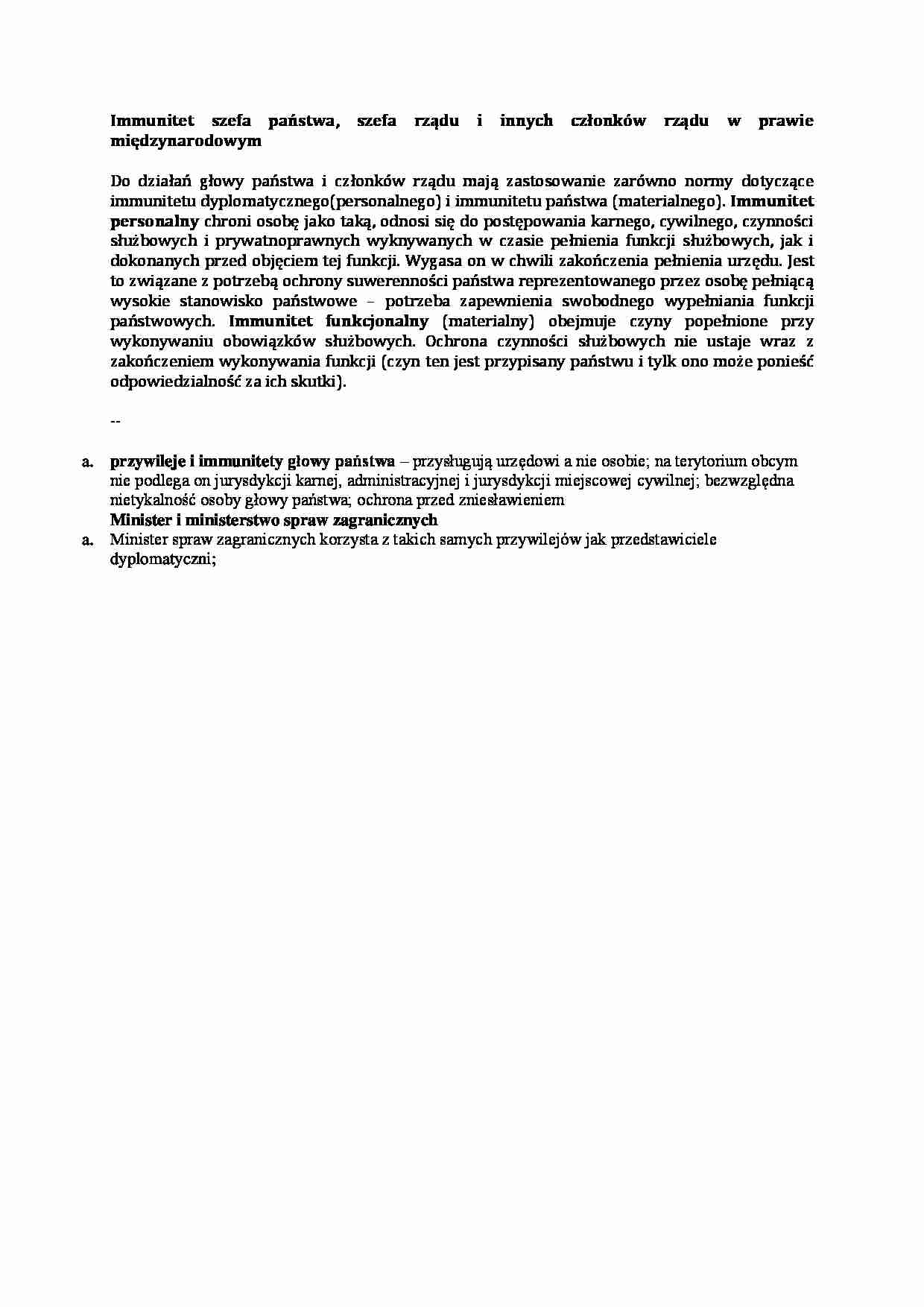 Wykład - Immunitet szefa państwa - strona 1
