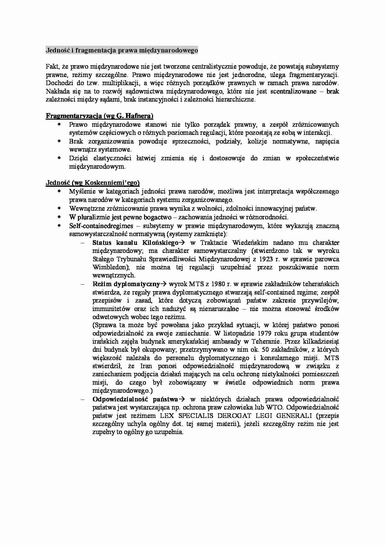 Wykład - Jedność i fragmentacja prawa międzynarodowego - strona 1