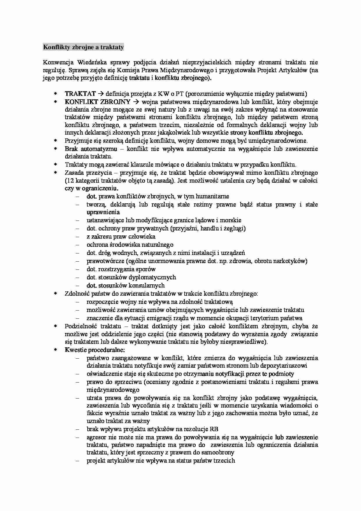 Wykład - Konflikty zbrojne a traktaty - strona 1