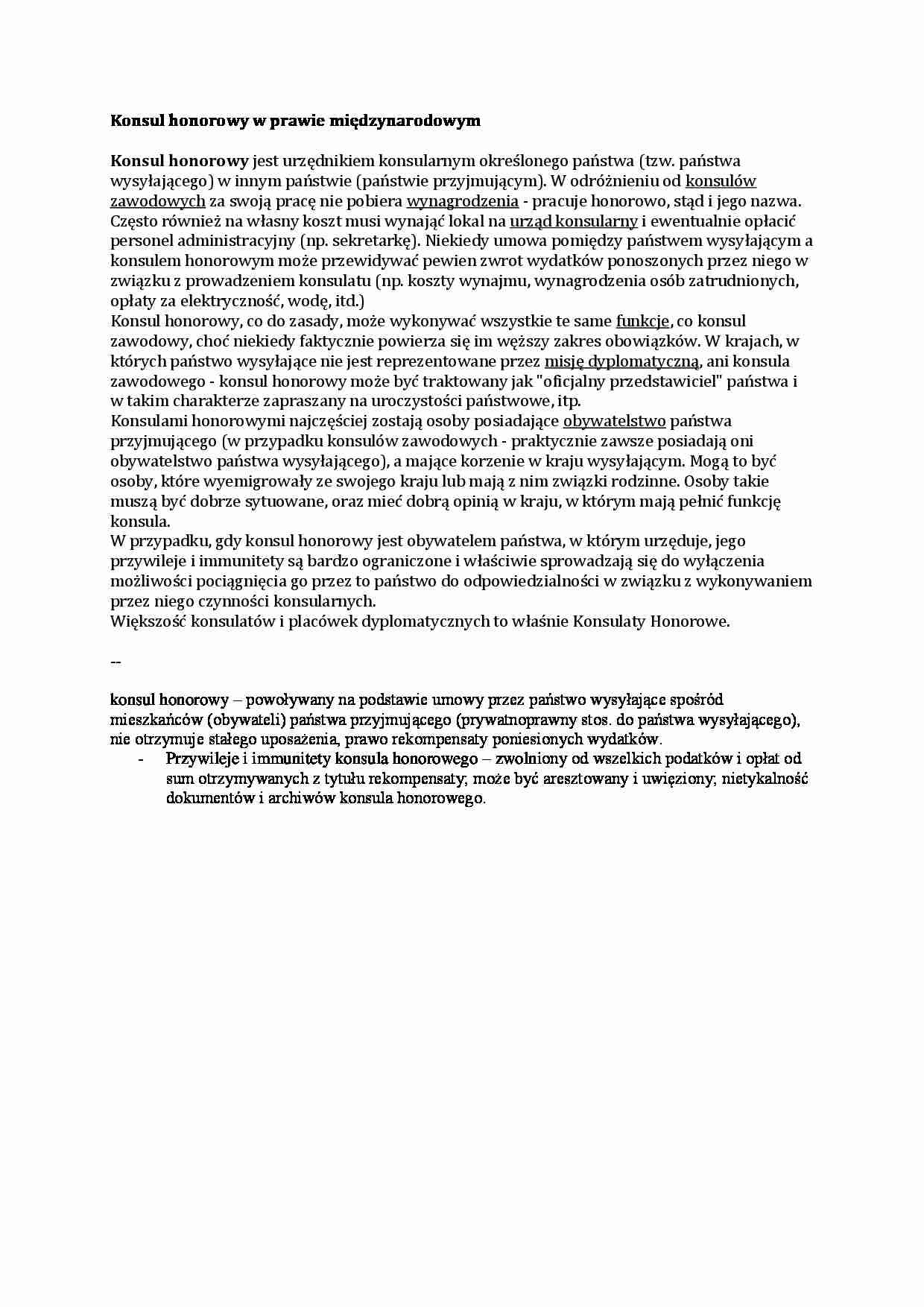 Wykład - Konsul honorowy w prawie międzynarodowym - strona 1