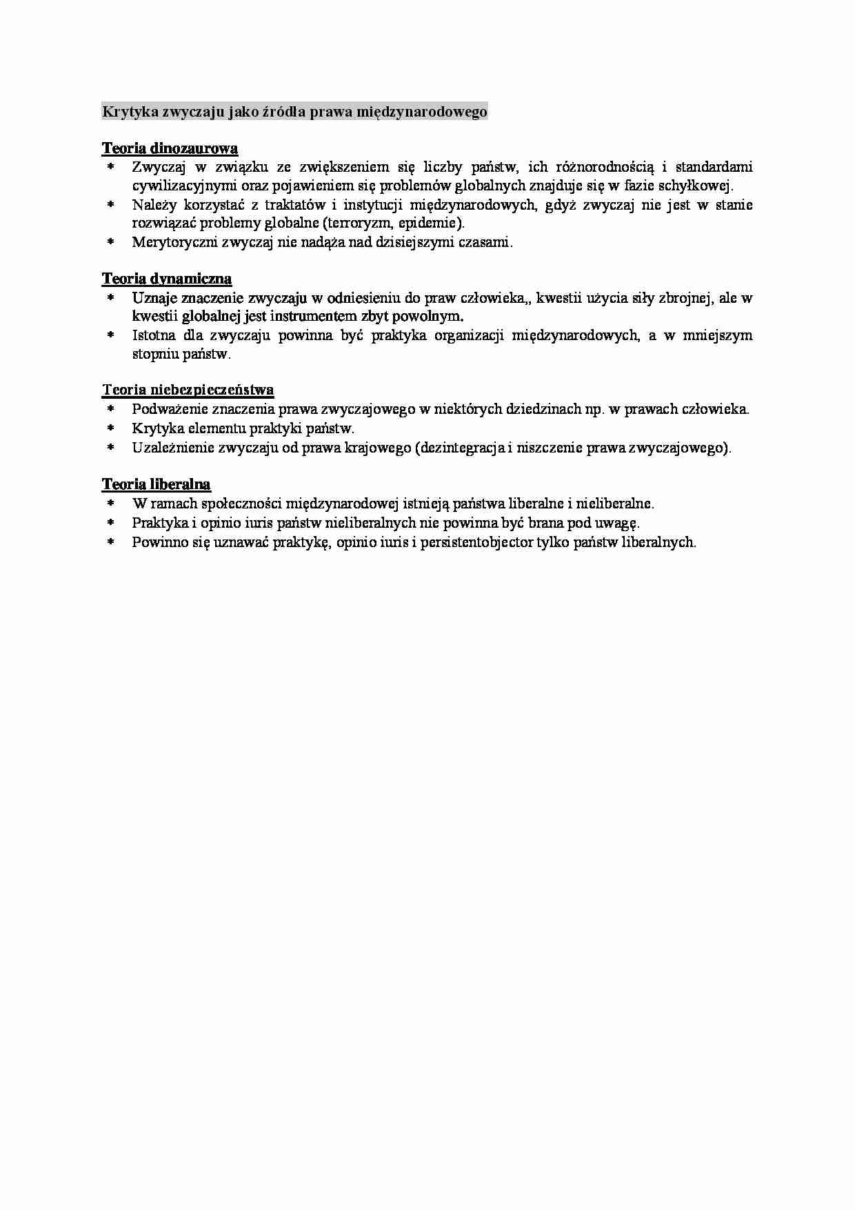 Wykład - Krytyka zwyczaju jako źródła prawa międzynarodowego - strona 1