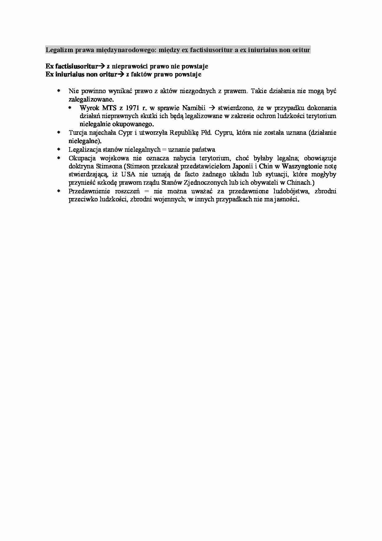 Wykład - Legalizm prawa międzynarodowego - strona 1
