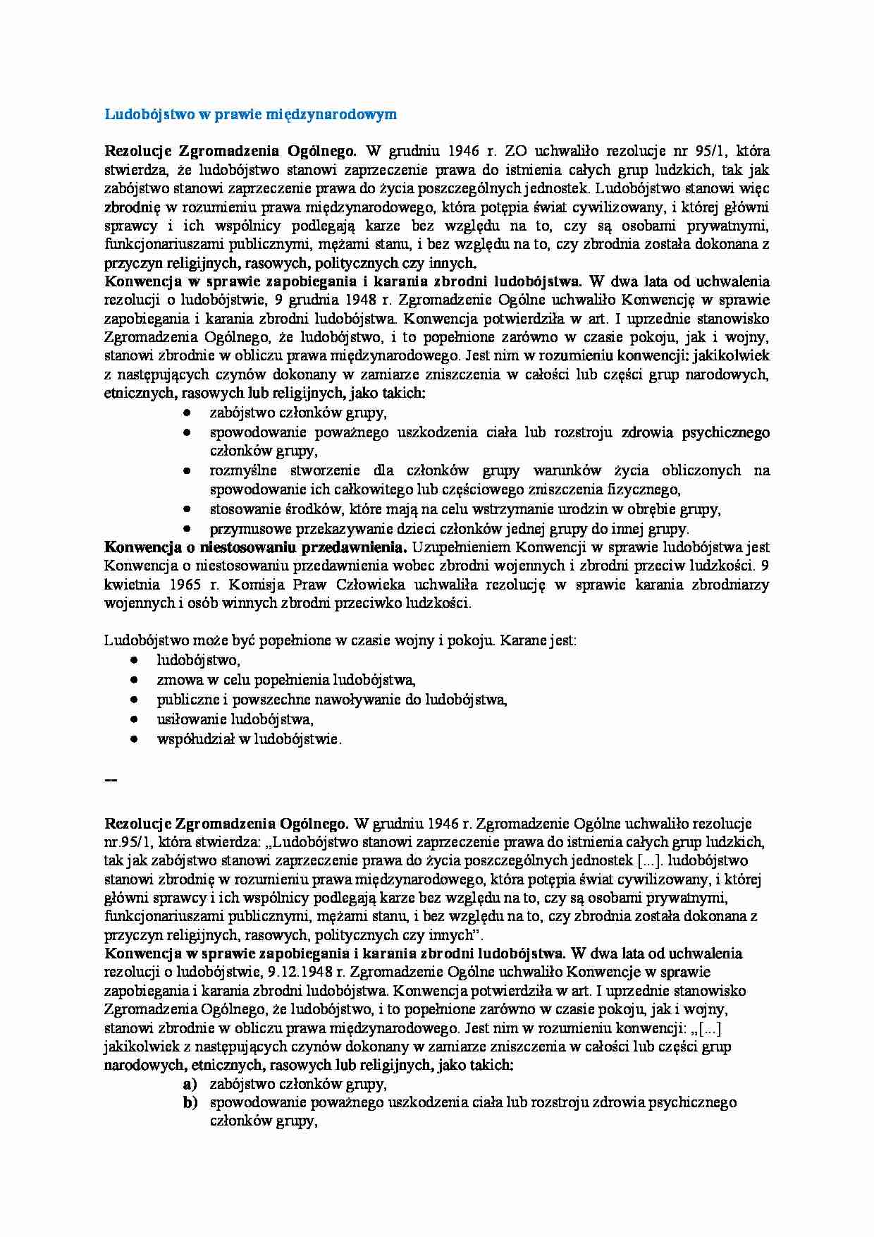 Wykład - Ludobójstwo w prawie międzynarodowym - strona 1