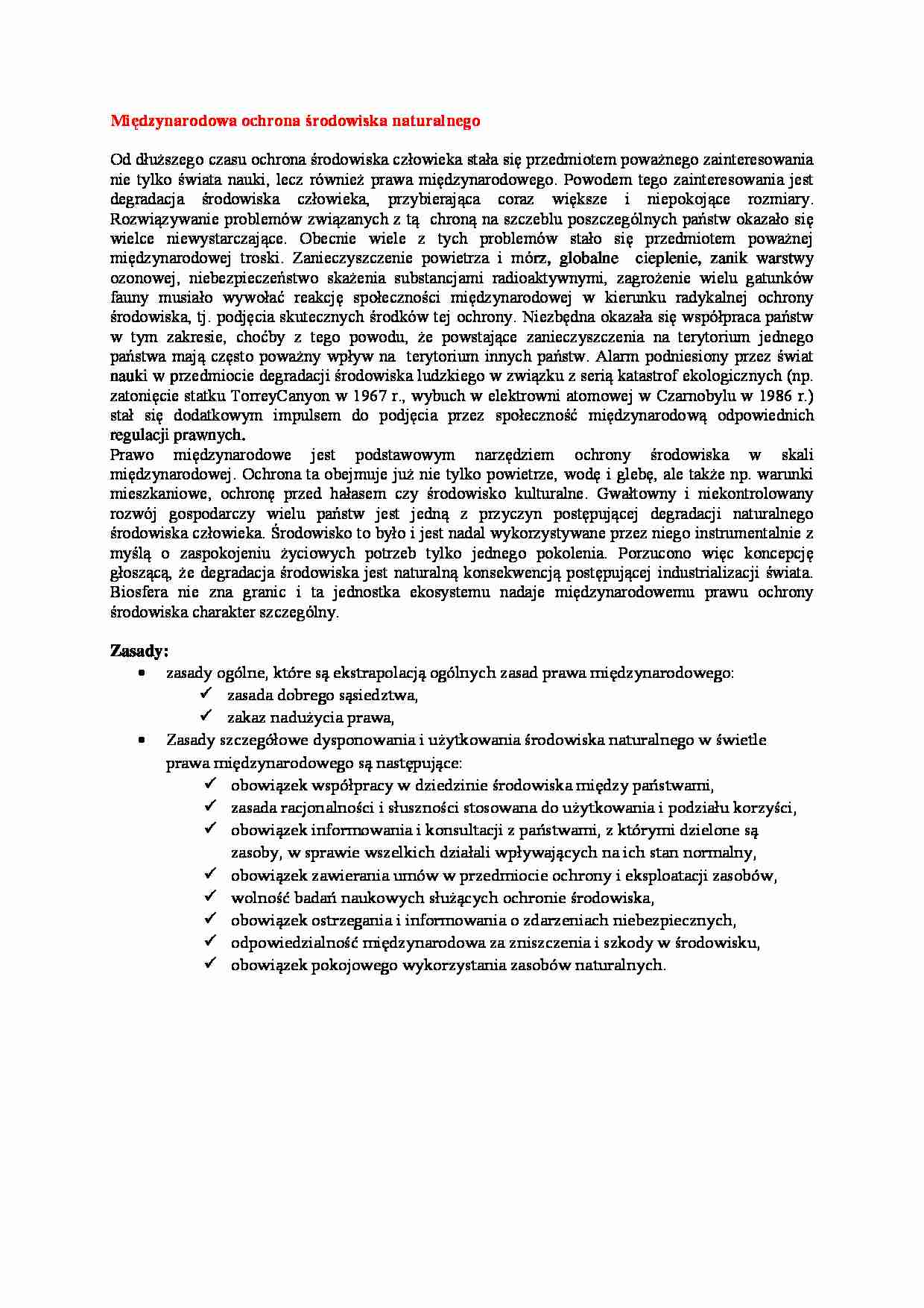 Wykład - Międzynarodowa ochrona środowiska naturalnego - strona 1