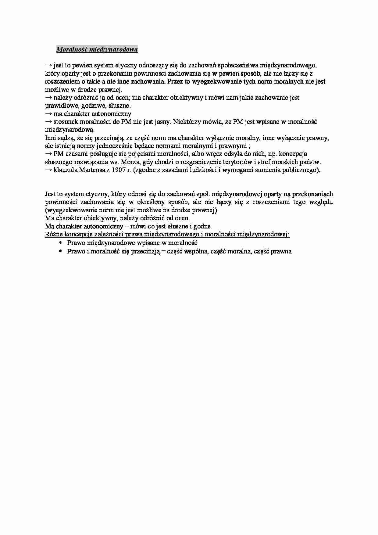 Wykład - Moralność międzynarodowa - strona 1
