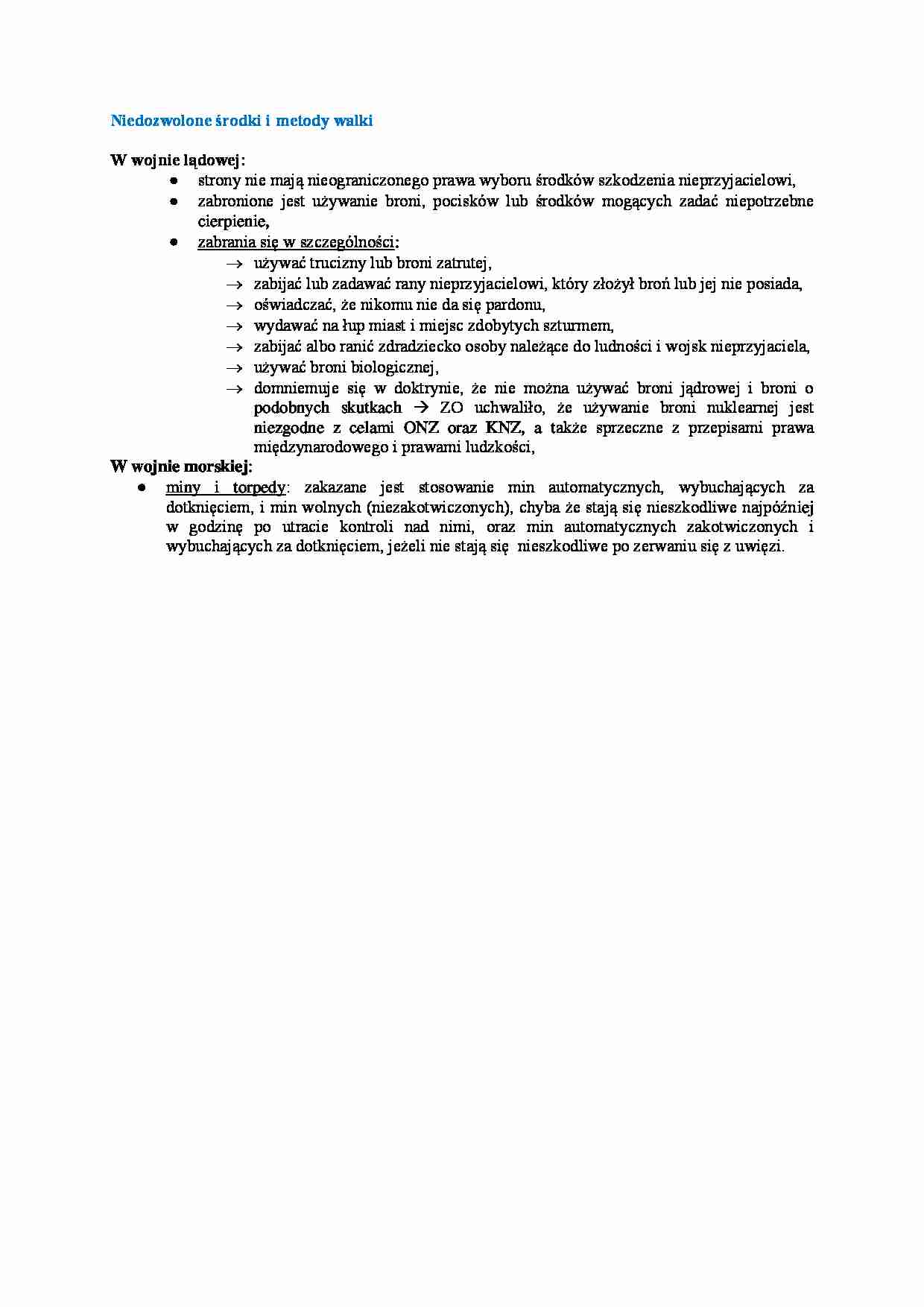 wykład - Niedozwolone środki i metody walki - strona 1