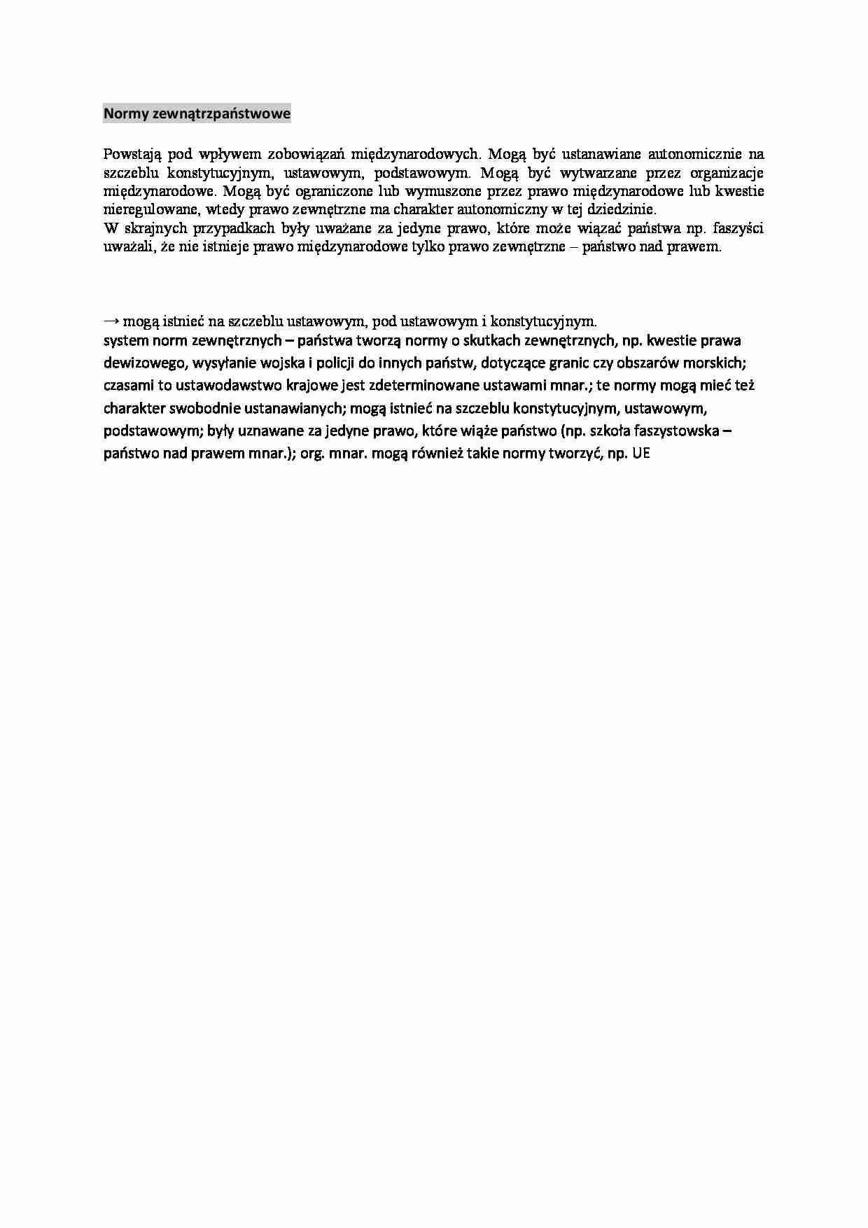 Wykład - Normy zewnętrzpaństwowe - strona 1