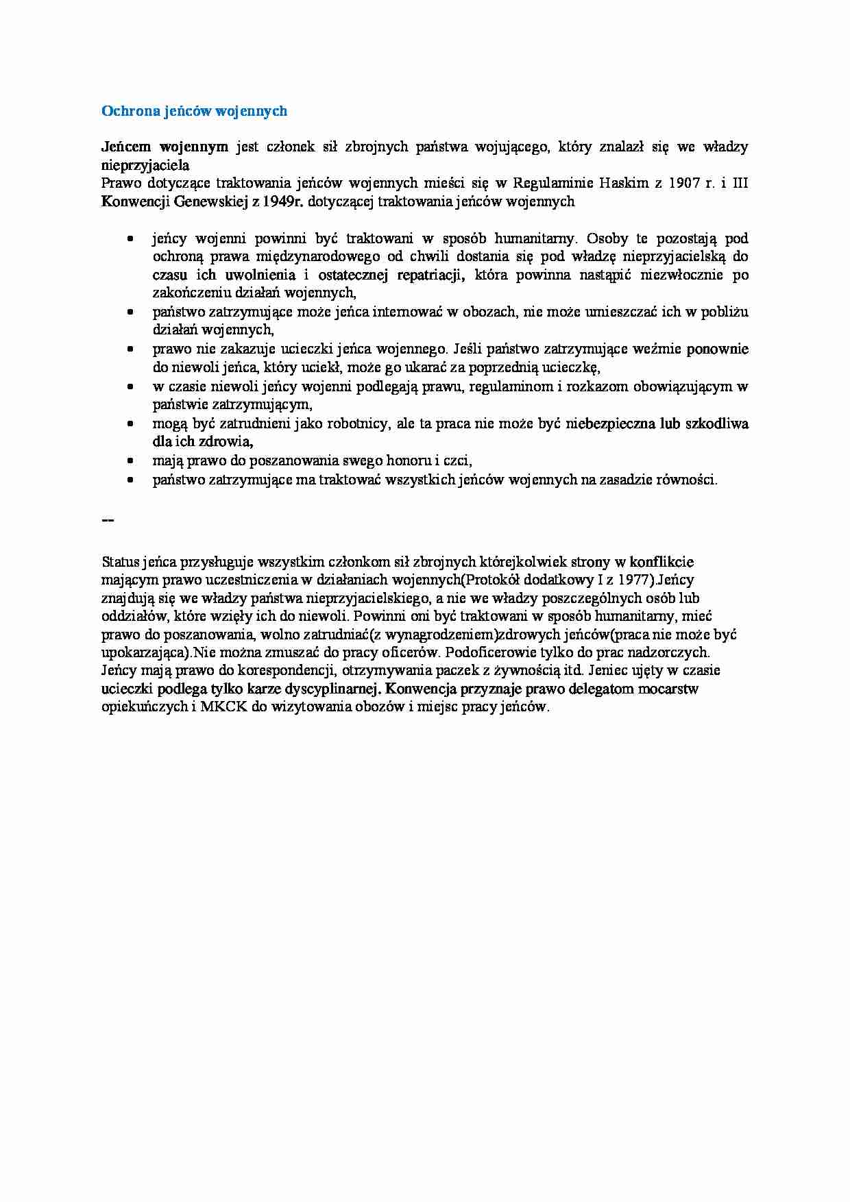 Wykład - Ochrona jeńców wojennych - strona 1